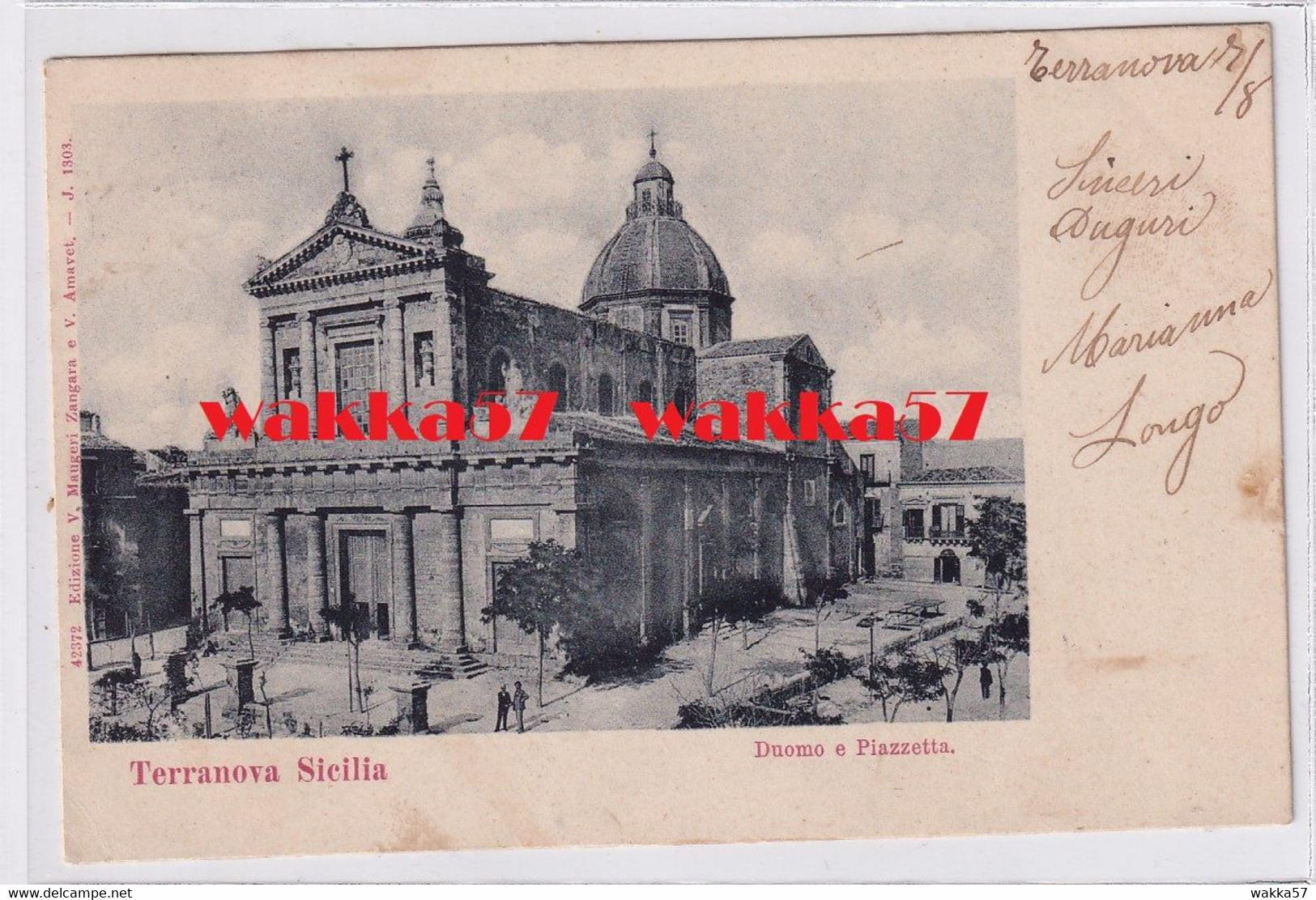 AA846 - Terranova Sicilia - Gela -  Duomo E Piazzetta -  F.p. Vg. 1903 - Gela