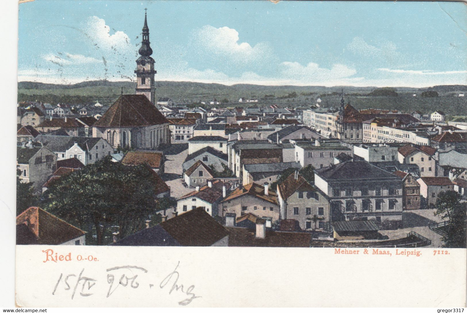 B9043) RIED  - OÖ - Sehr Alte AK - Häuser Kirche Mehner & Maas 1906 - Ried Im Innkreis