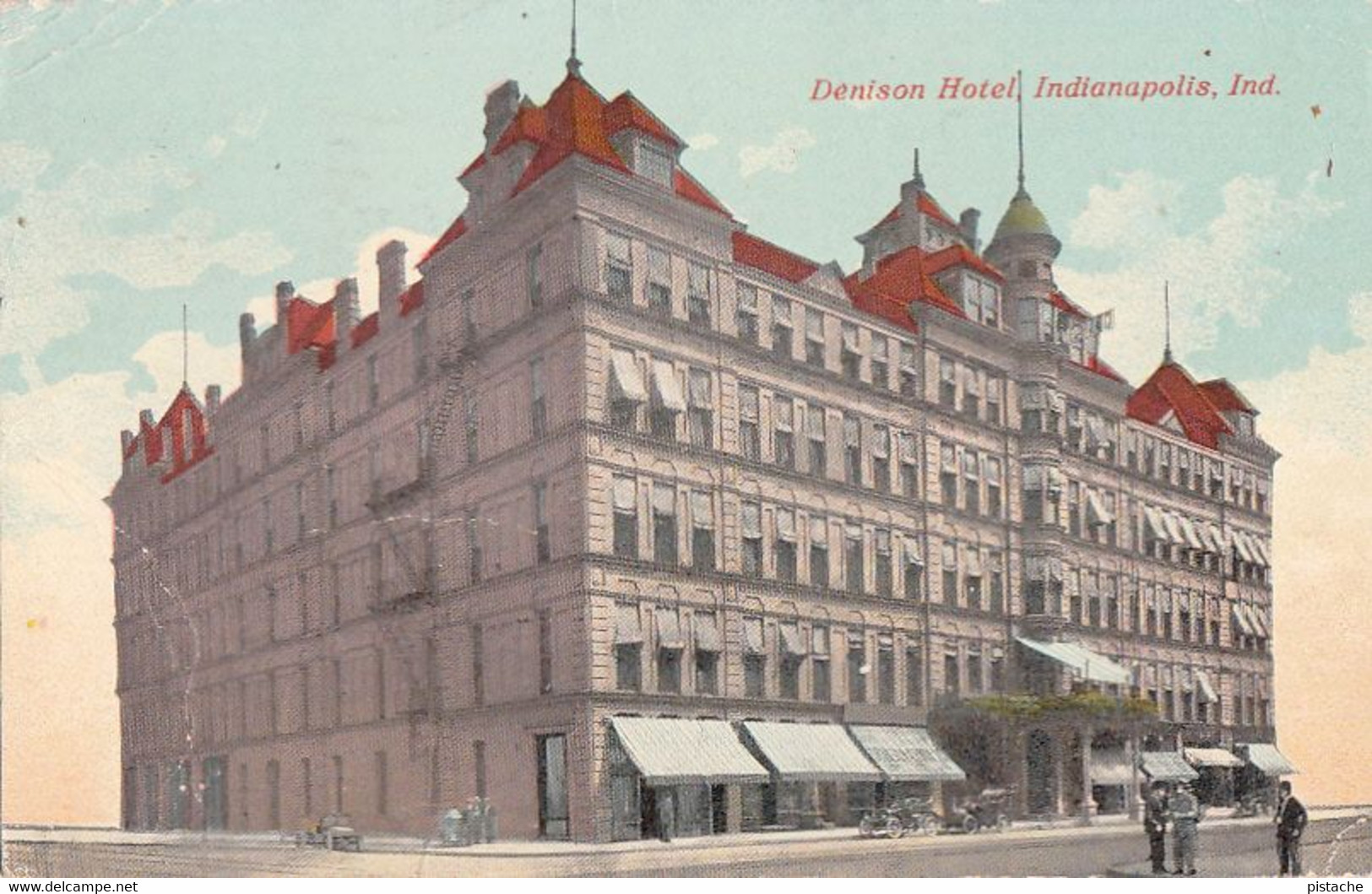 2065 – Indianapolis Indiana – Denison Hotel – Little Animation – Postmark 1912 – By Hoover-Watson No. 44 – 2 Scans - Indianapolis