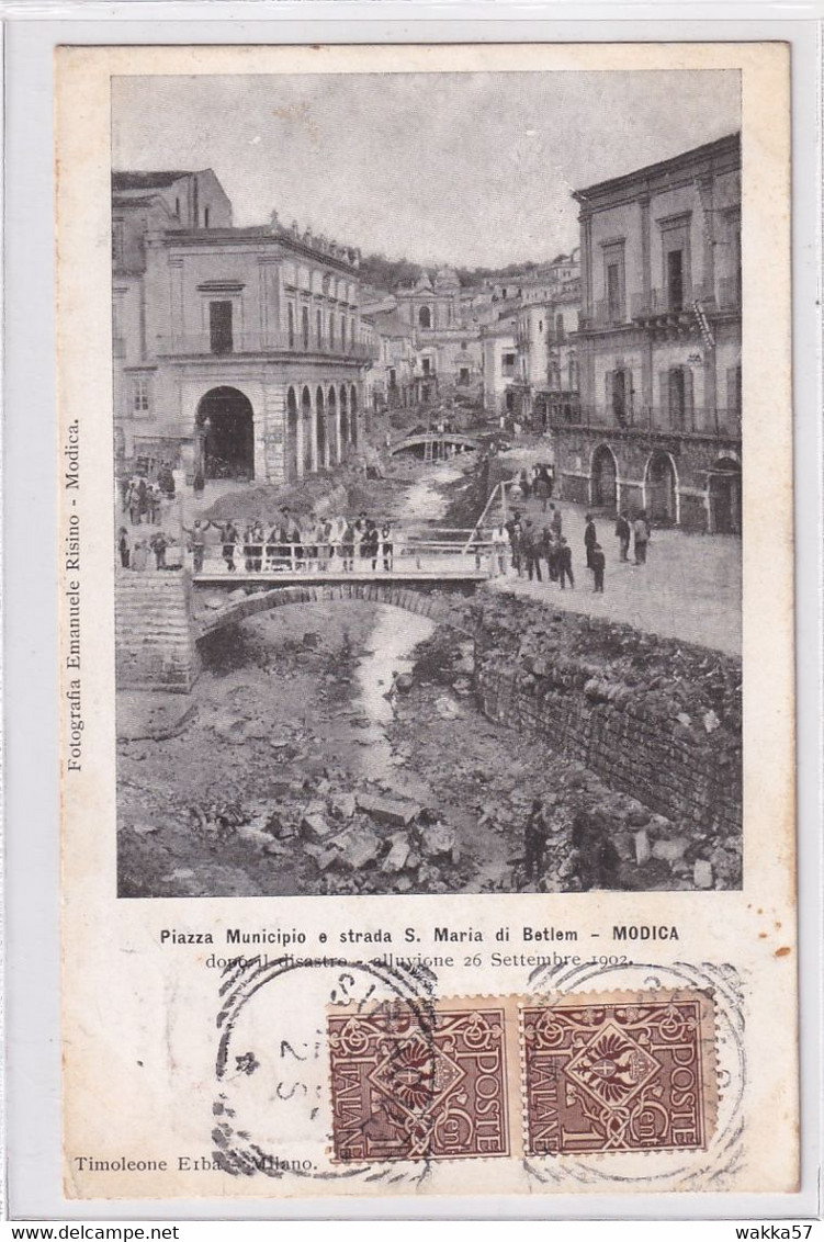 AA858 - Modica - Piazza Municipio E Strada S. Maria Di Betlem -  Dopo Alluvione ..... - F.p. Vg. 1902 - Modica