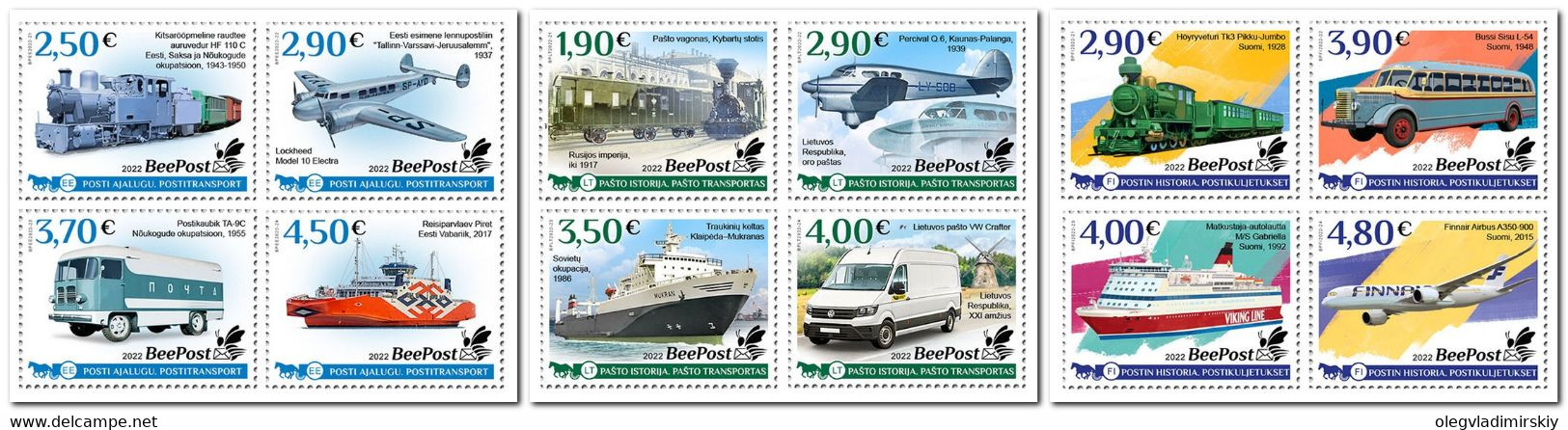 Estonia Lithuania Finland 2022 Postal History BeePost Full Complete Of 3 Sets Of 4 Stamps - Unused Stamps