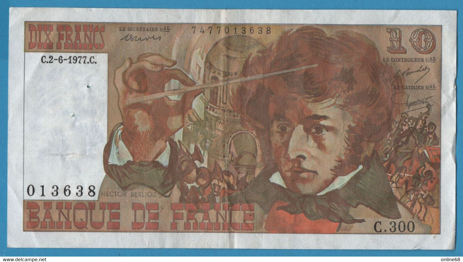FRANCE 10 FRANCS 02.06.1977 # C.300 F# 63.22 BERLIOZ - 10 F 1972-1978 ''Berlioz''
