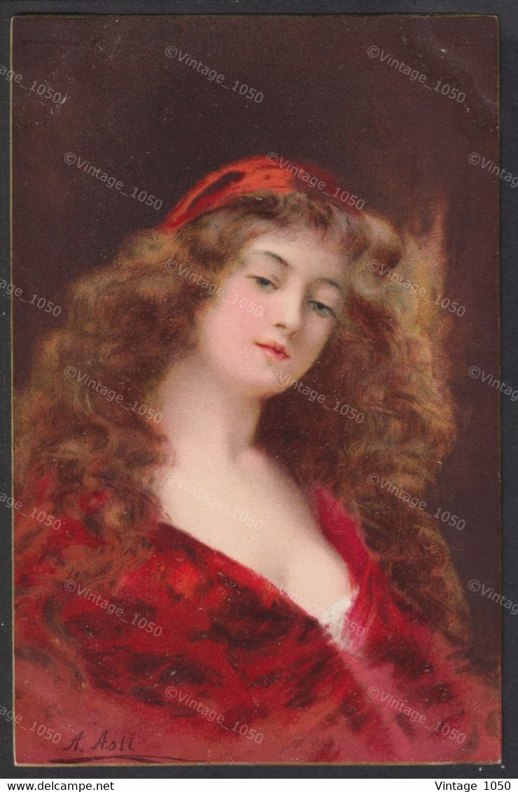 ✅ CPA Illustrateur ASTI A. Série 1292 Robe Rouge Circa 1907  K.F. Editions - Paris +/-9x14cm #988070 - Asti