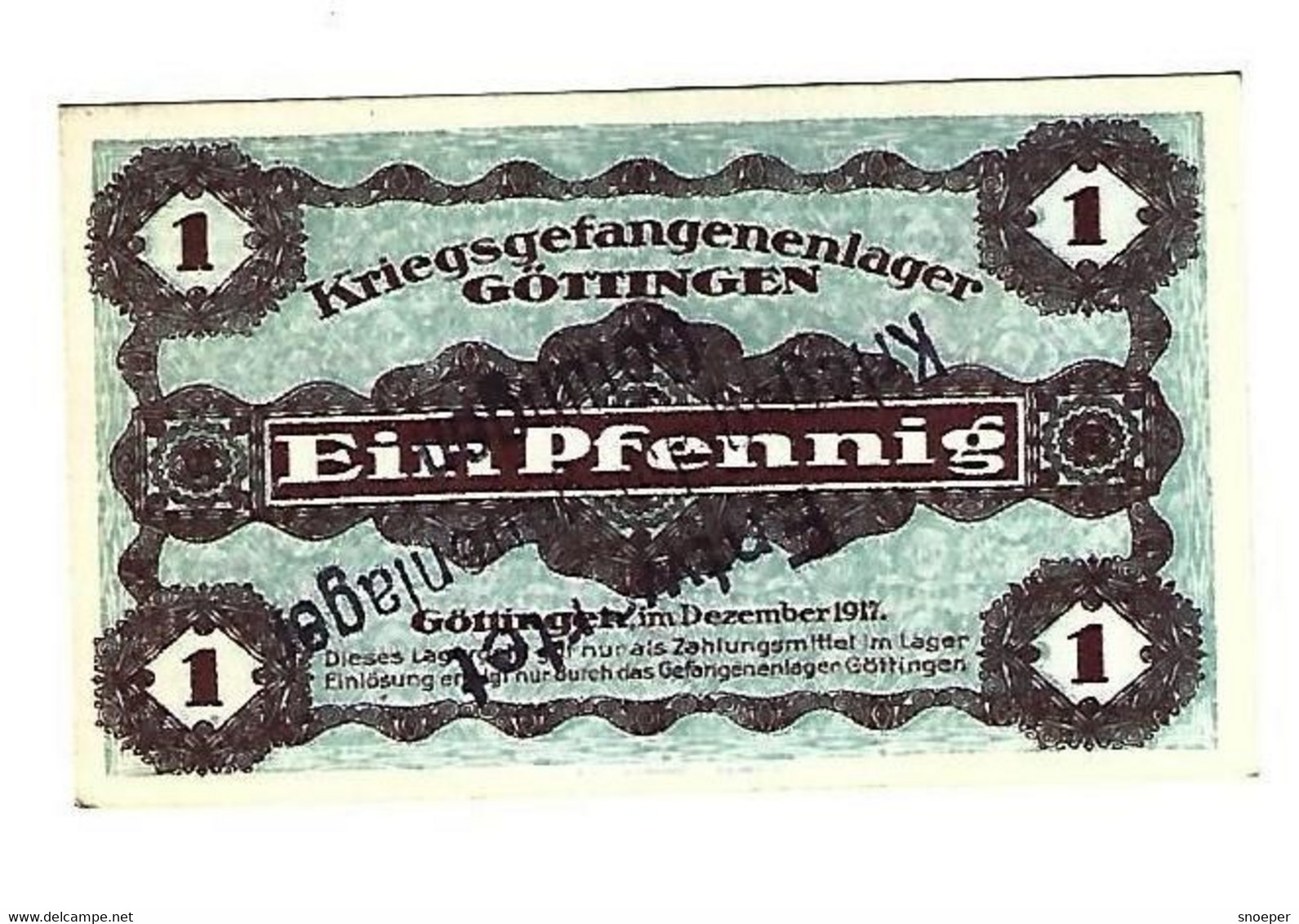 *germany Kriegsgefangenen Lager  Gottingen 1 Pfennig   05.01 - Autres & Non Classés