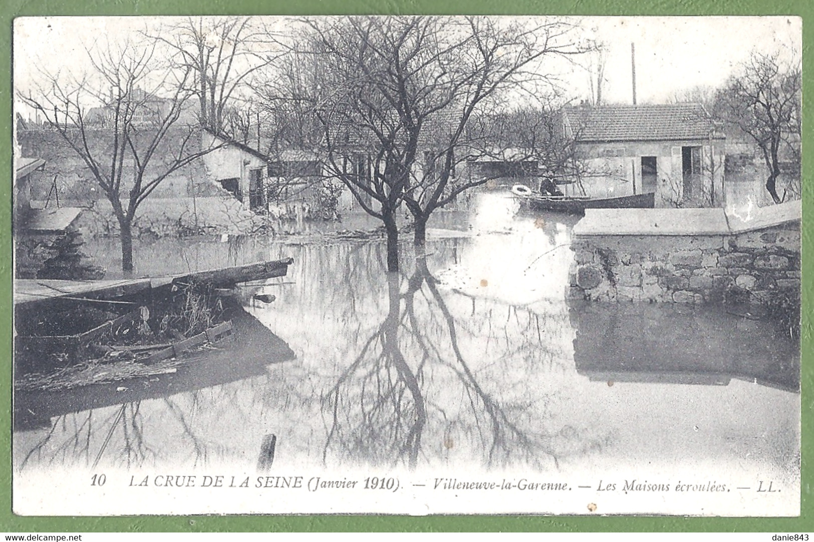 CPA Vue Peu Courante - HAUTS DE SEINE- VILLENEUVE LA GARENNE - CRUE SEINE 1910 - Maisons écroulée - LL / 10 - Villeneuve La Garenne