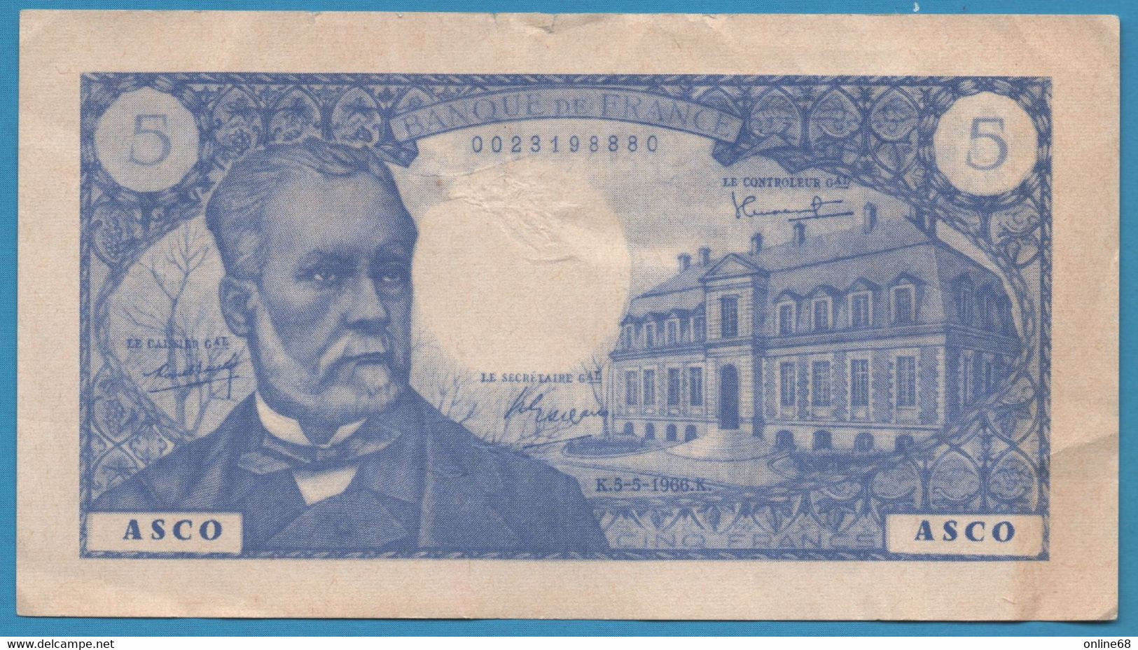 FRANCE 5 FRANCS Pasteur Scolaire Société Asco Juziers 78. - Specimen