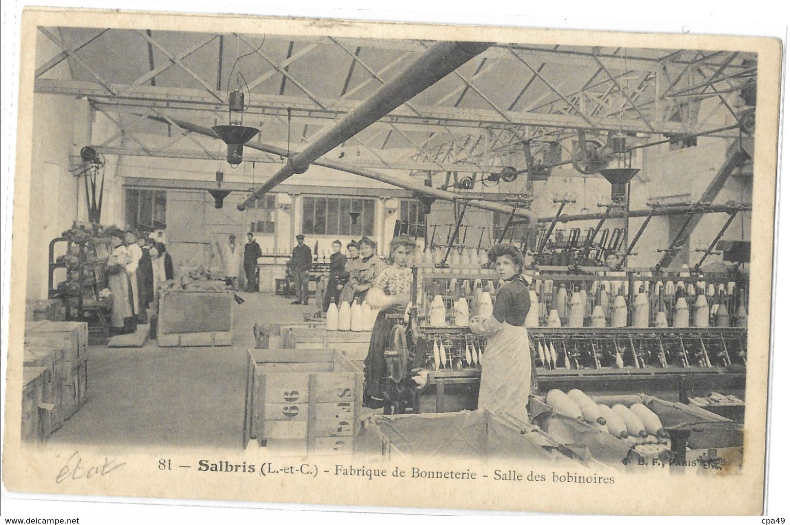 41   SALBRIS  FABRIQUE  DE  BONNETERIE  SALLE  DES  BOBINOIRES  ( ETAT ) - Salbris