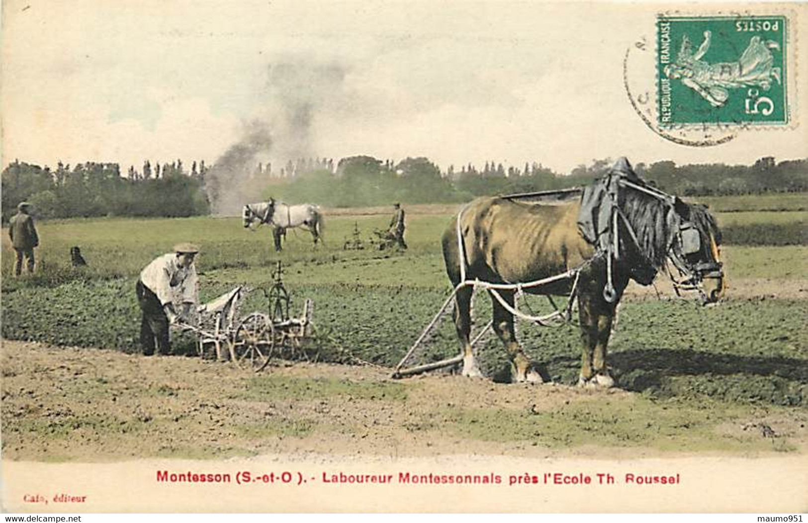 78 MONTESSON - LABOUREUR MONTESSONNAIS PRES L'ECOLE TH. ROUSSEL. TRAVAIL AU CHAMP - Montesson