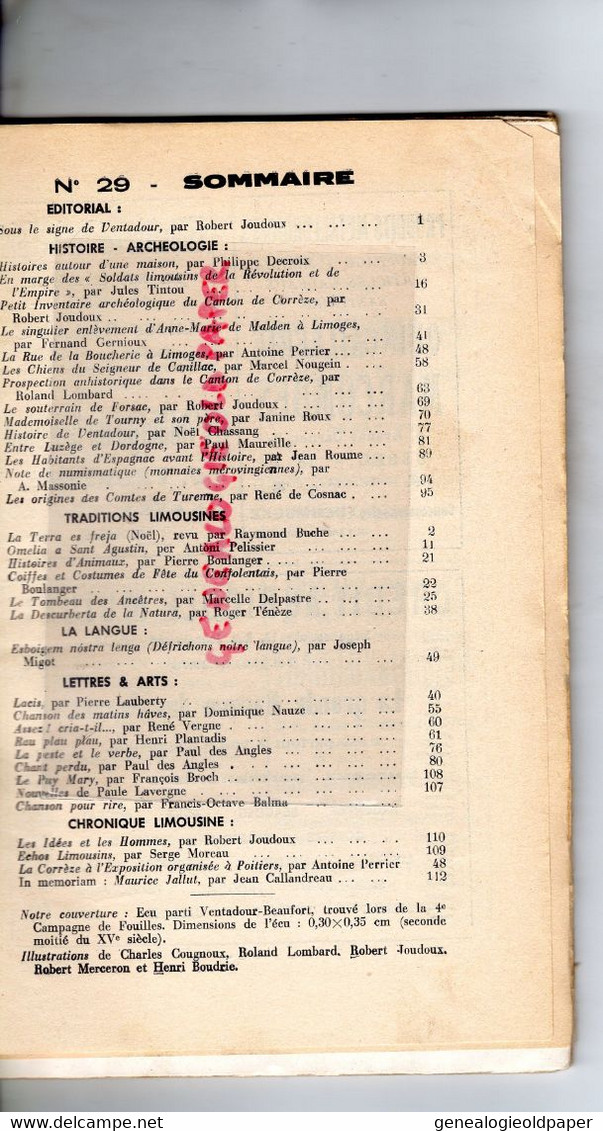 87-19-23- LEMOUZI- N° 29-JANVIER 1969-VENTADOUR BEAUFORT-LIMOGES-TULLE-CORREZE-ESPAGNAC-CONFOLENS-TURENNE-RUE BOUCHERIE - Limousin