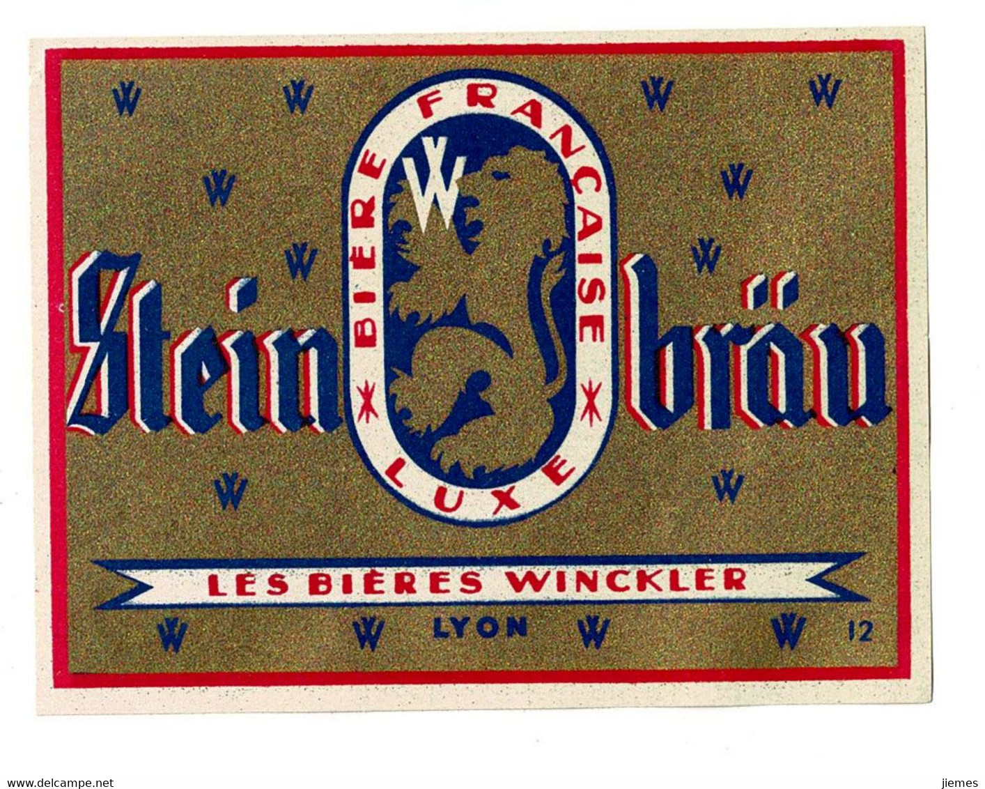 Ancienne étiquette De Bière Stein Brau Brasserie Winckler à Lyon 69 - Bière