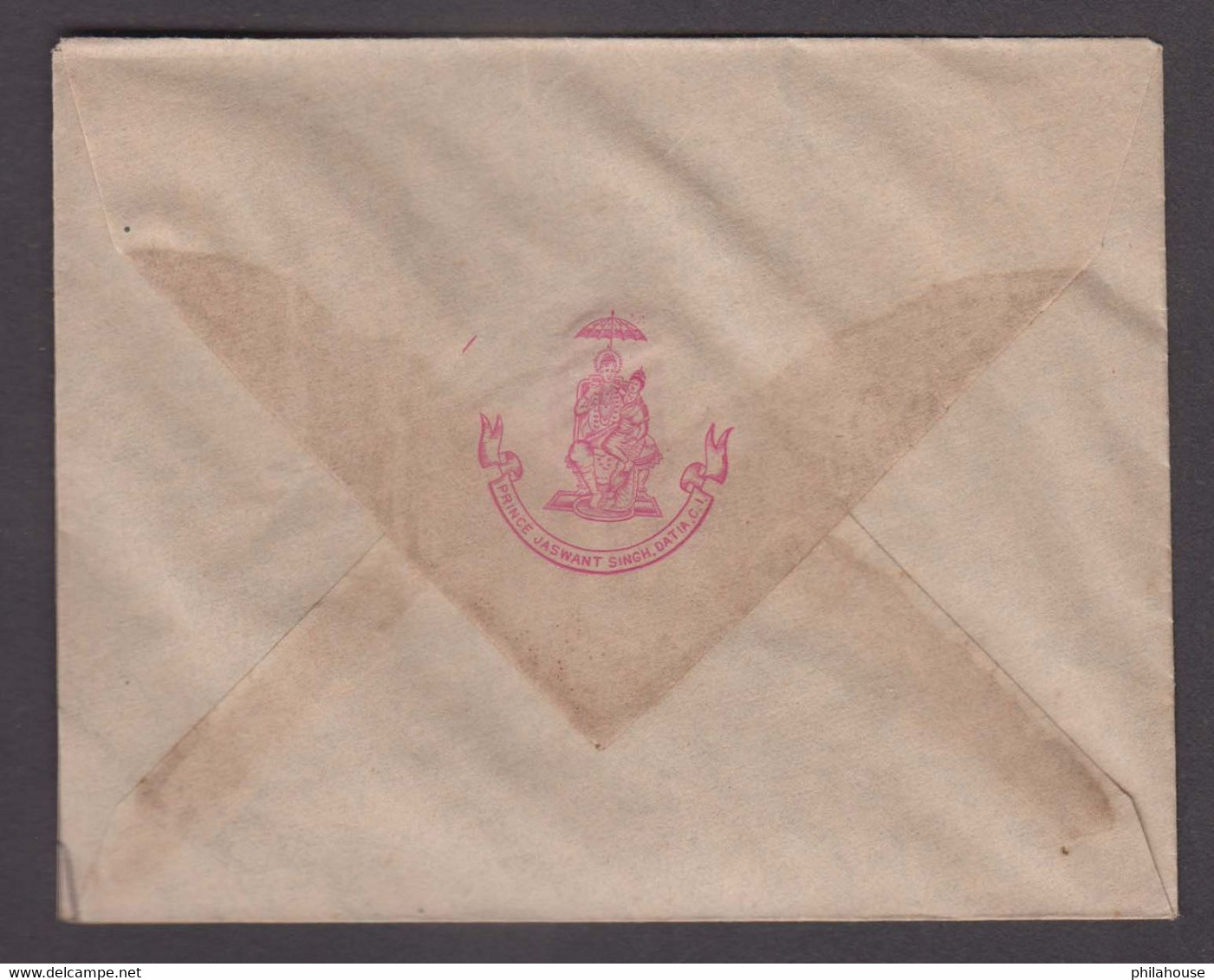 India Datia State Crest Monogram Envelope Of Prince Jaswant Singh Datia State C.I. Unused #P2 - Datia