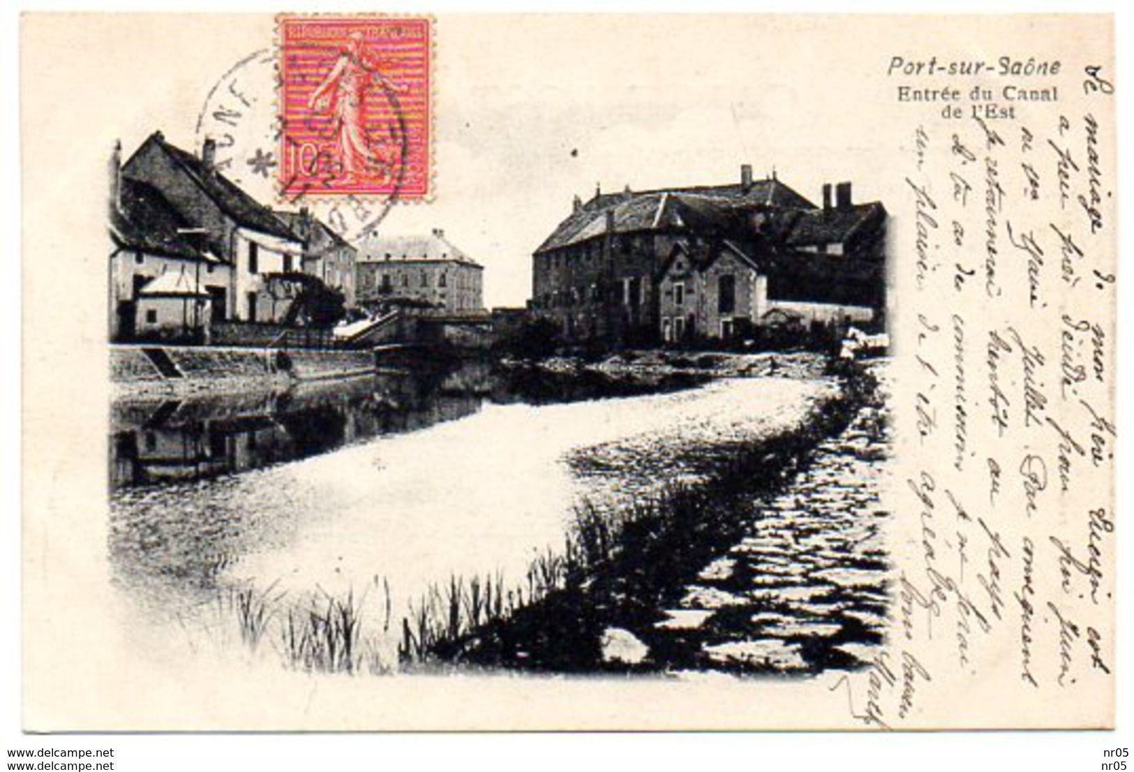 70  - PORT Sur SAONE - Entree Du Canal De L'Est ( Obliteration " Voisey - Haute Marne " 1907 Timbre Semeuse Lihnée ) - Port-sur-Saône