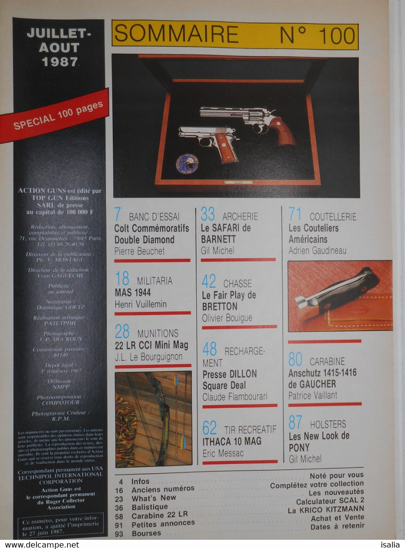 Revue Action Guns N°100 Colt Double Diamond - Autres & Non Classés