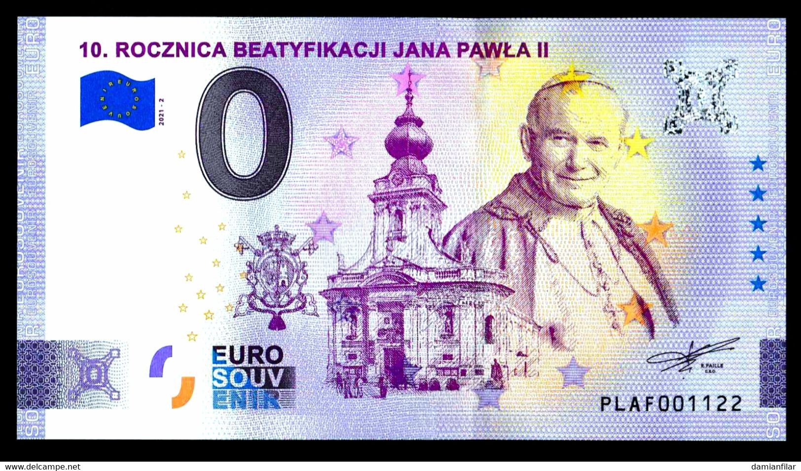 0 Euro Souvenir Rocznica Beatyfikacji Jana Pawła Normal Poland PLAF	2021-1 - Pologne