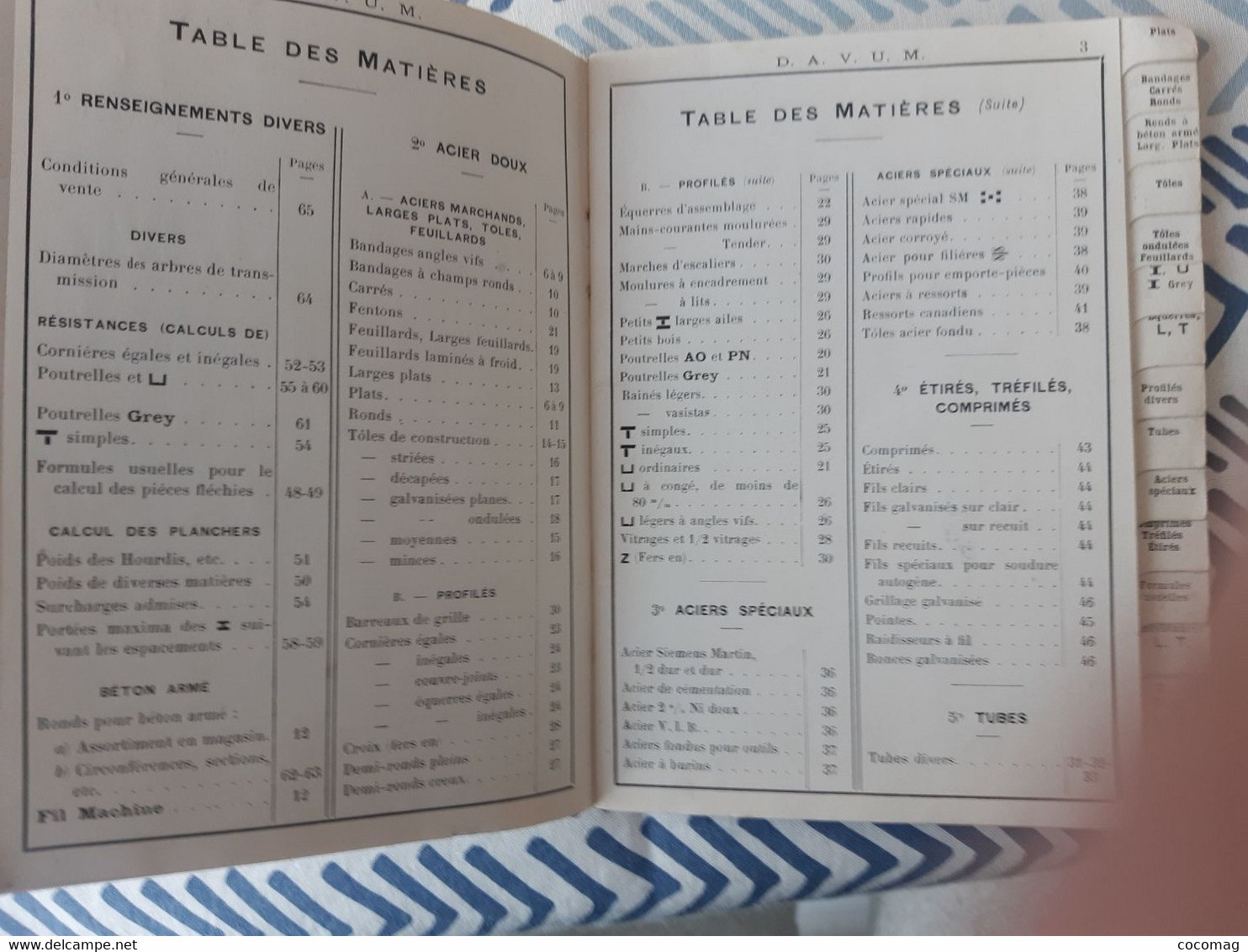 92 GENEVILLIERS CATALOGUE  D A V U M DEPOTS ET AGENCES DE VENTE D'USINES METALLURGIQUES  SAMON FER CHANTIER NAVAL - Materiaal En Toebehoren