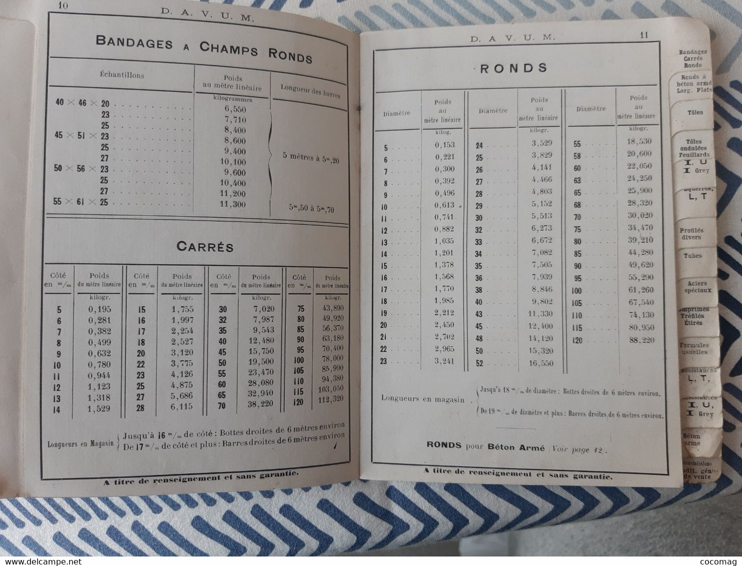 92 GENEVILLIERS CATALOGUE  D A V U M DEPOTS ET AGENCES DE VENTE D'USINES METALLURGIQUES  SAMON FER CHANTIER NAVAL - Material Y Accesorios