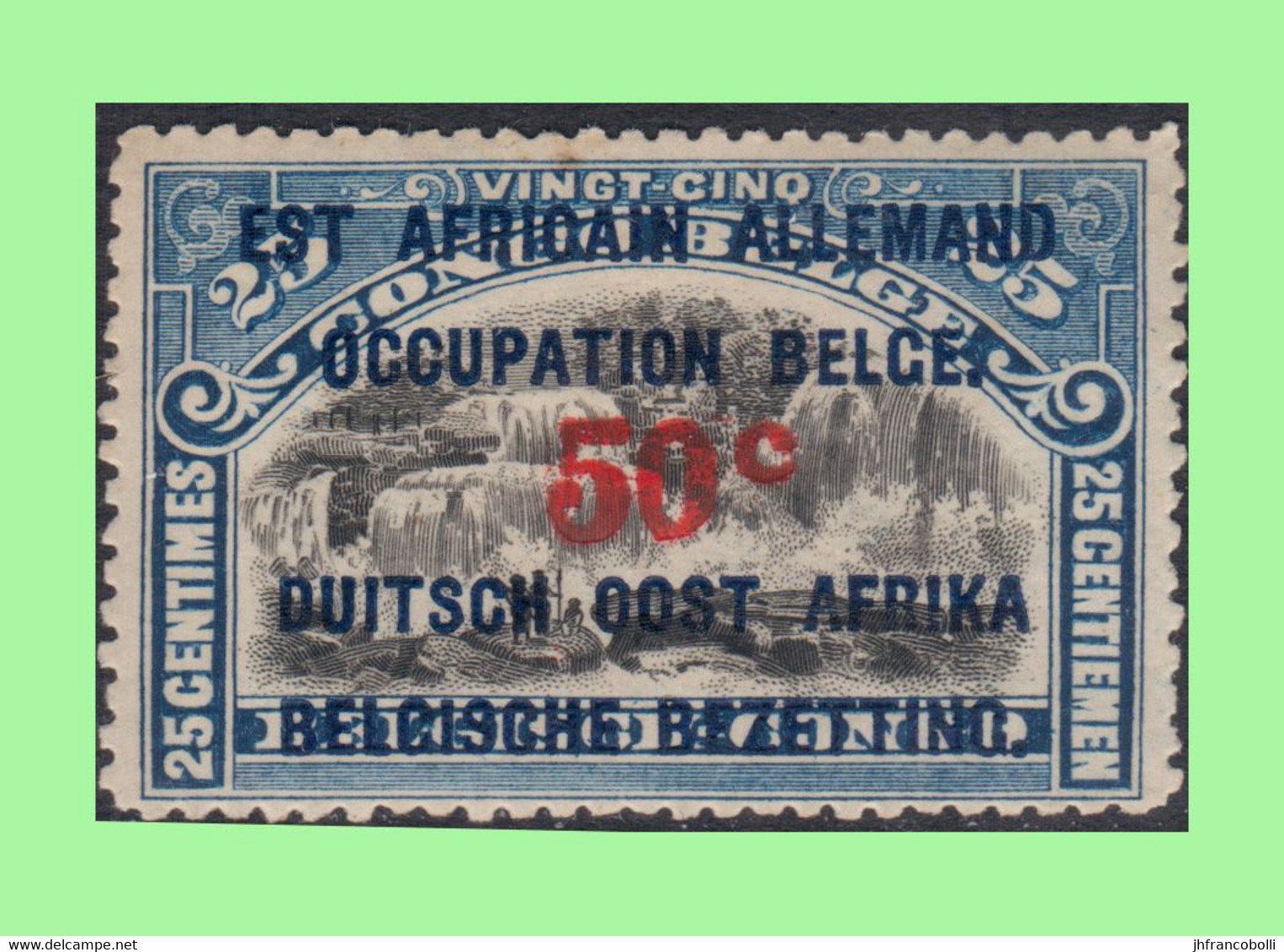 1922 ** RUANDA-URUNDI = RU 049 MNH BLUE FALLS + OVERPRINT ( BLOCK X 4 STAMPS WITH ORIGINAL GUM ) - Ongebruikt