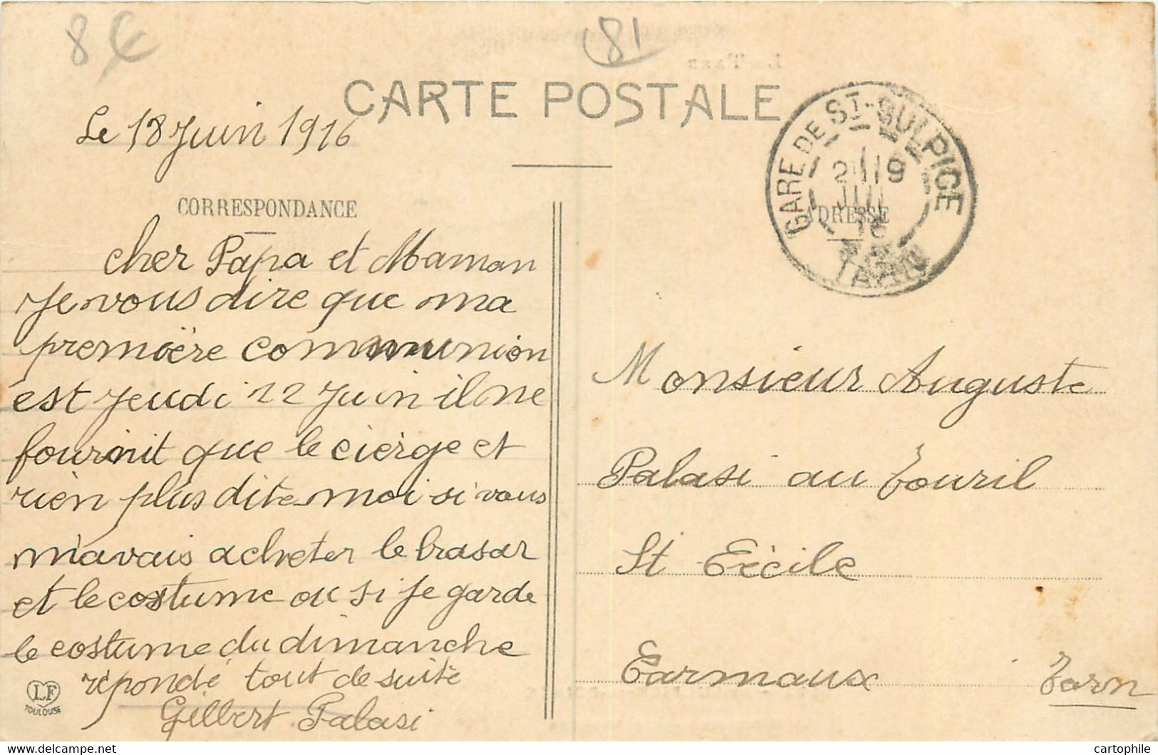 81 - SAINT SULPICE LA POINTE - Le Séminaire - Les Annexes - Animée Enfants 1916 Cachet Postal Gare - Saint Sulpice
