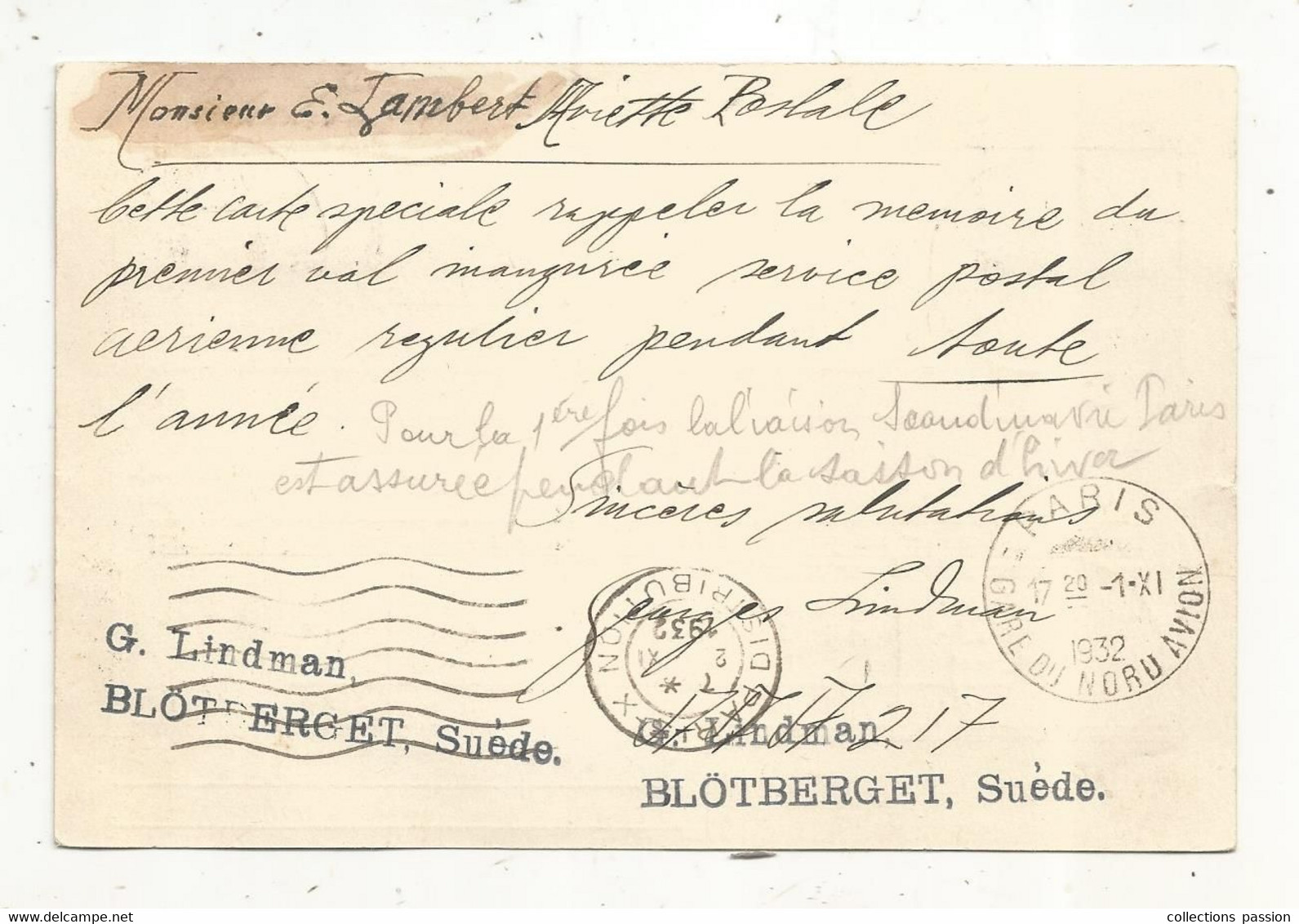 Carte Postale, Suéde, Sverige, Kungl. Generalpoststyrelsens CIRKULÄR,12 Oktober 1932, MALMO 1, LUFTPOST....... - 1930- ... Francobolli In Bobina II