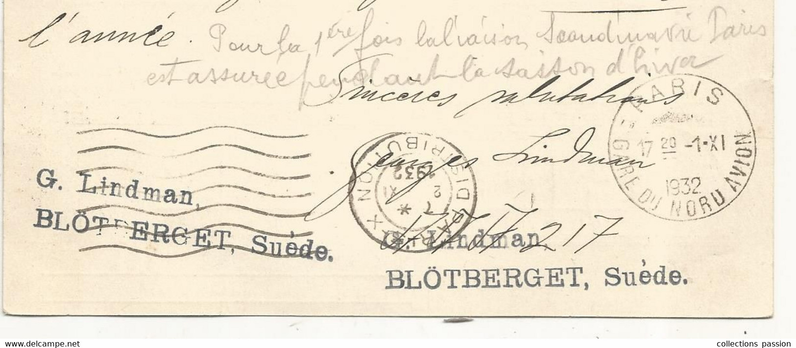 Carte Postale, Suéde, Sverige, Kungl. Generalpoststyrelsens CIRKULÄR,12 Oktober 1932, MALMO 1, LUFTPOST....... - 1930- ... Rouleaux II