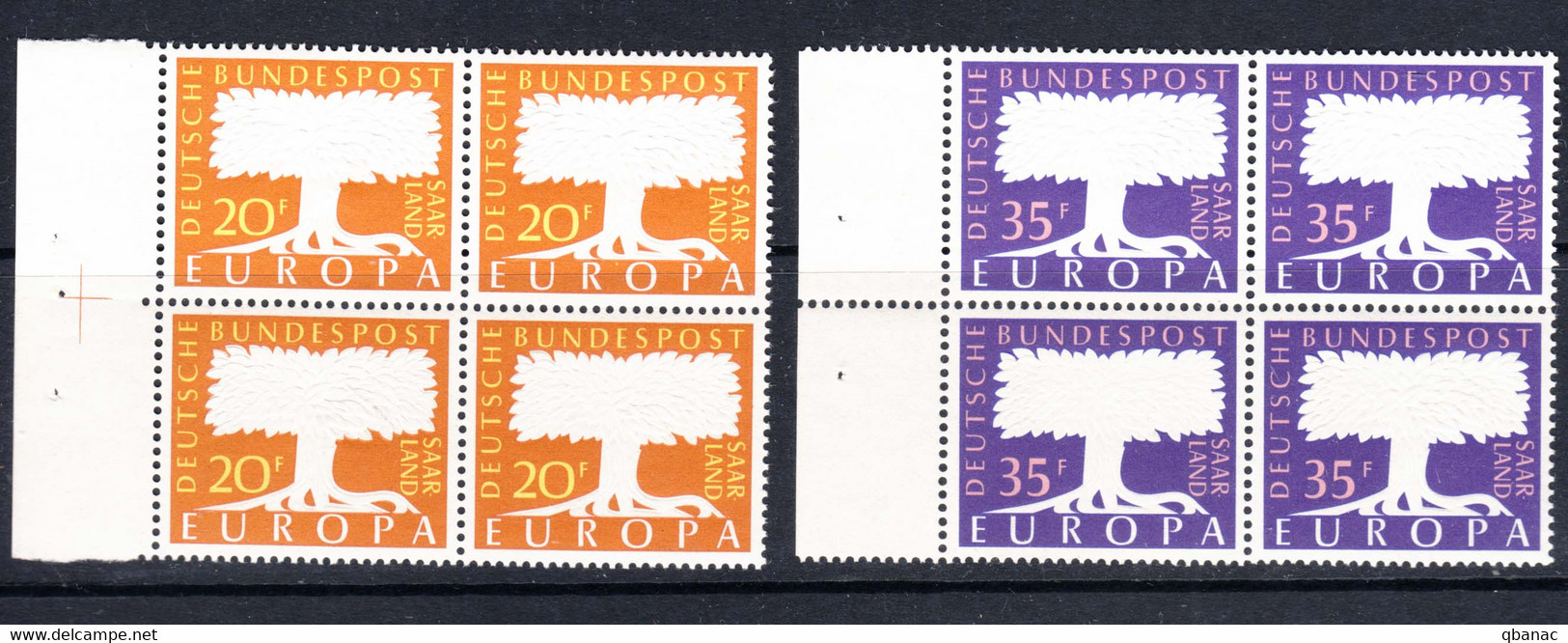 Saar Sarre 1957 Europa Mi#402-403 Mint Never Hinged Piece Of 4 - Neufs