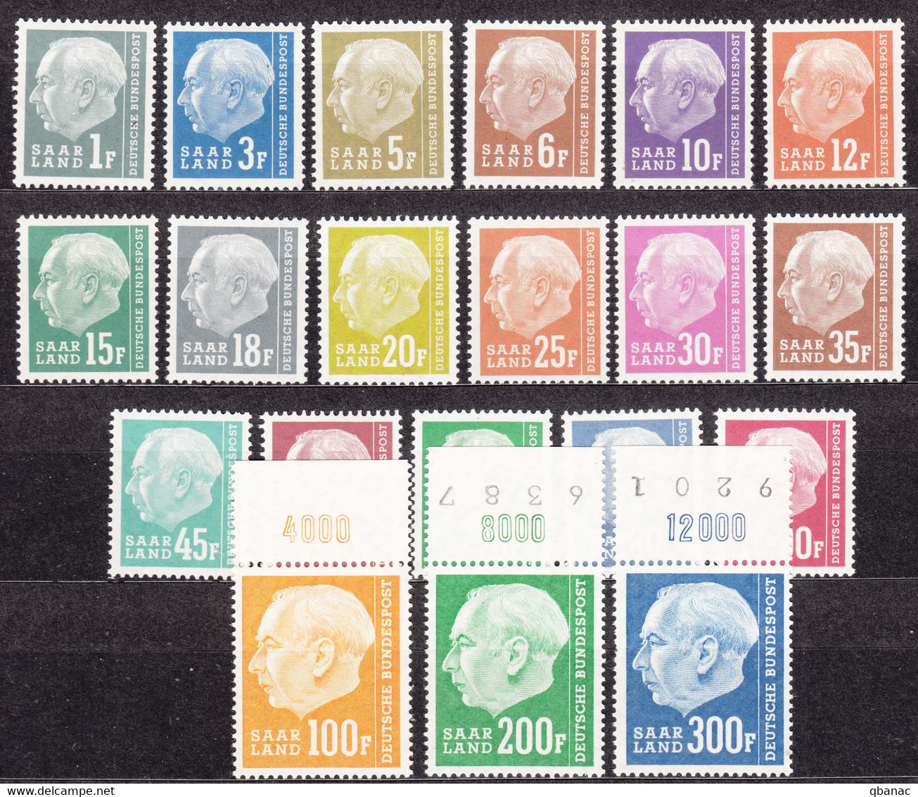 Saar Sarre 1957 Heuss Mi#409-428 Mint Never Hinged - Ungebraucht