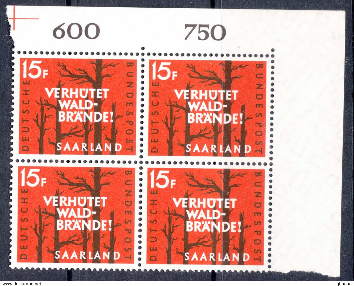 Saar Sarre 1958 Mi#431 Mint Never Hinged Piece Of 4 - Ungebraucht