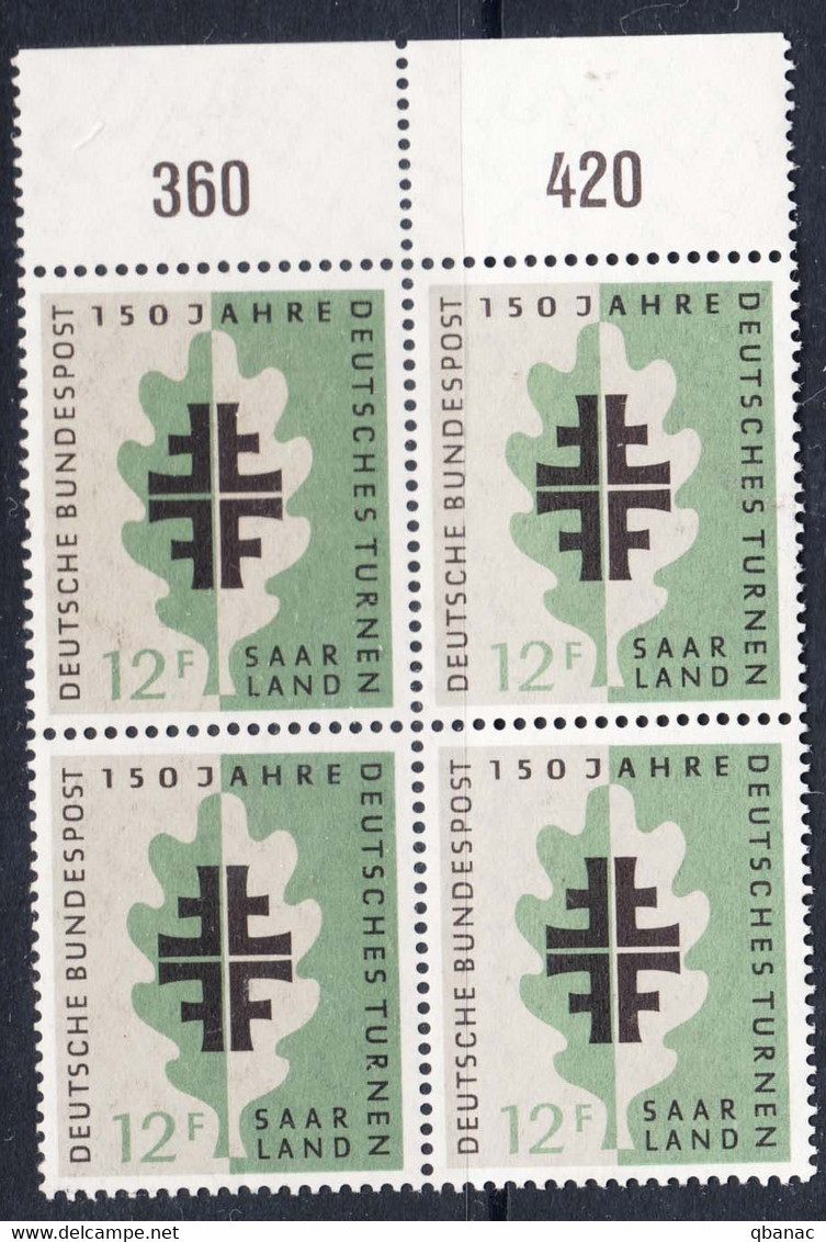 Saar Sarre 1958 Mi#437 Mint Never Hinged Piece Of 4 - Neufs