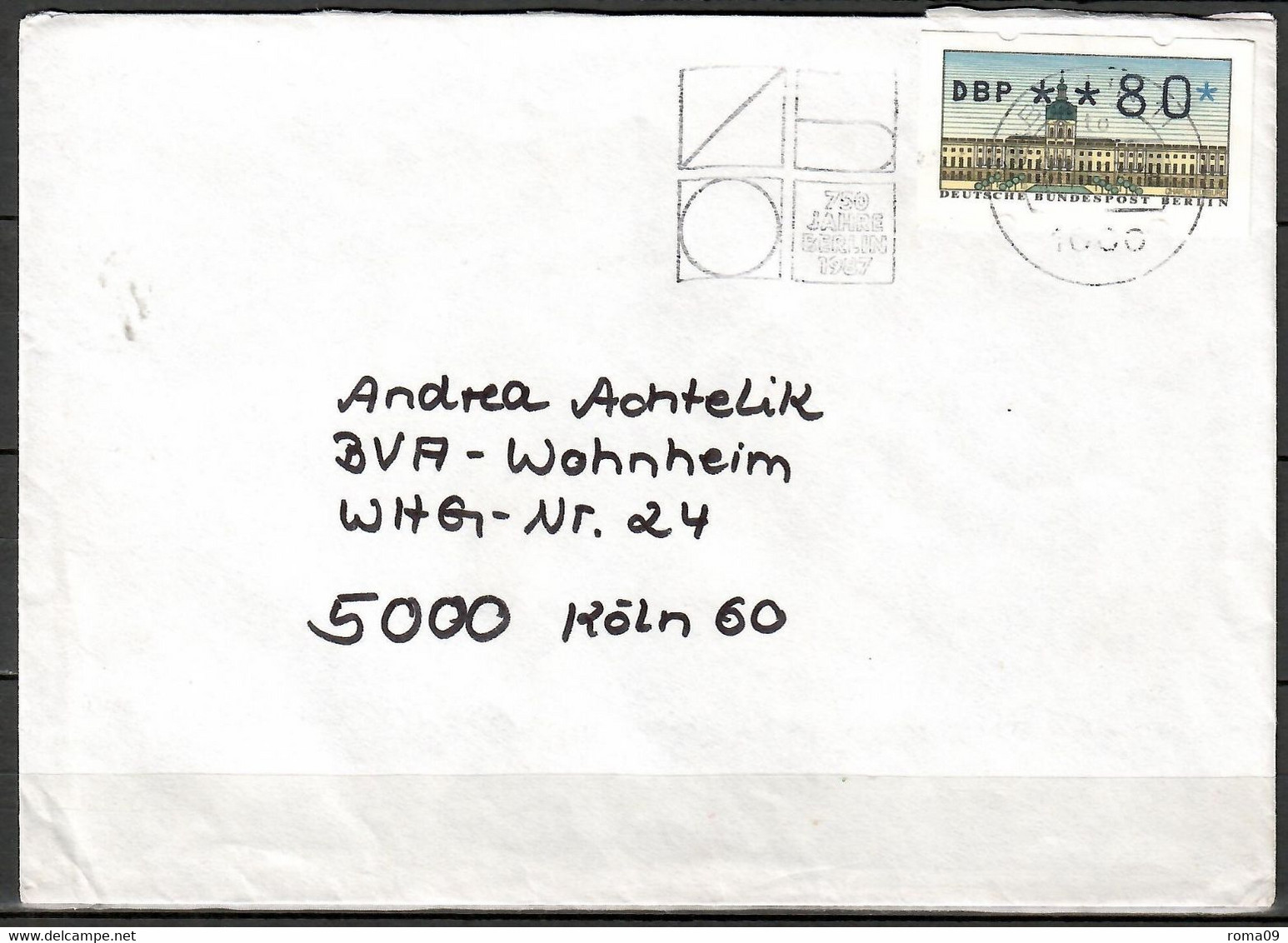 Berlin; ATM: MiNr. 1, Auf Portoger. Brief Von Berlin Nach Köln; F-244 - Timbres De Distributeurs [ATM]