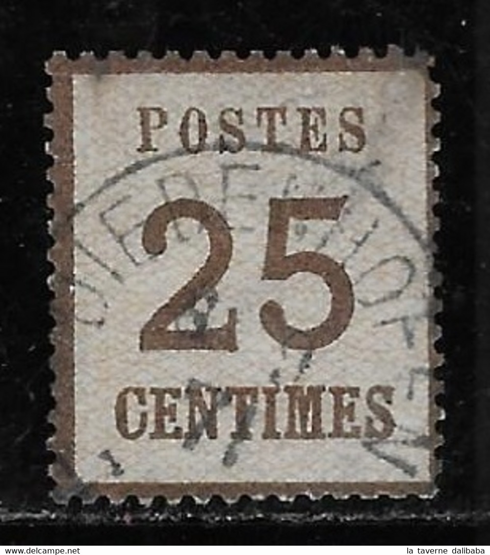 ALSACE-LORRAINE N° 7 25 C. BRUN-NOIR OBLITERE COTE 135 € - Oblitérés