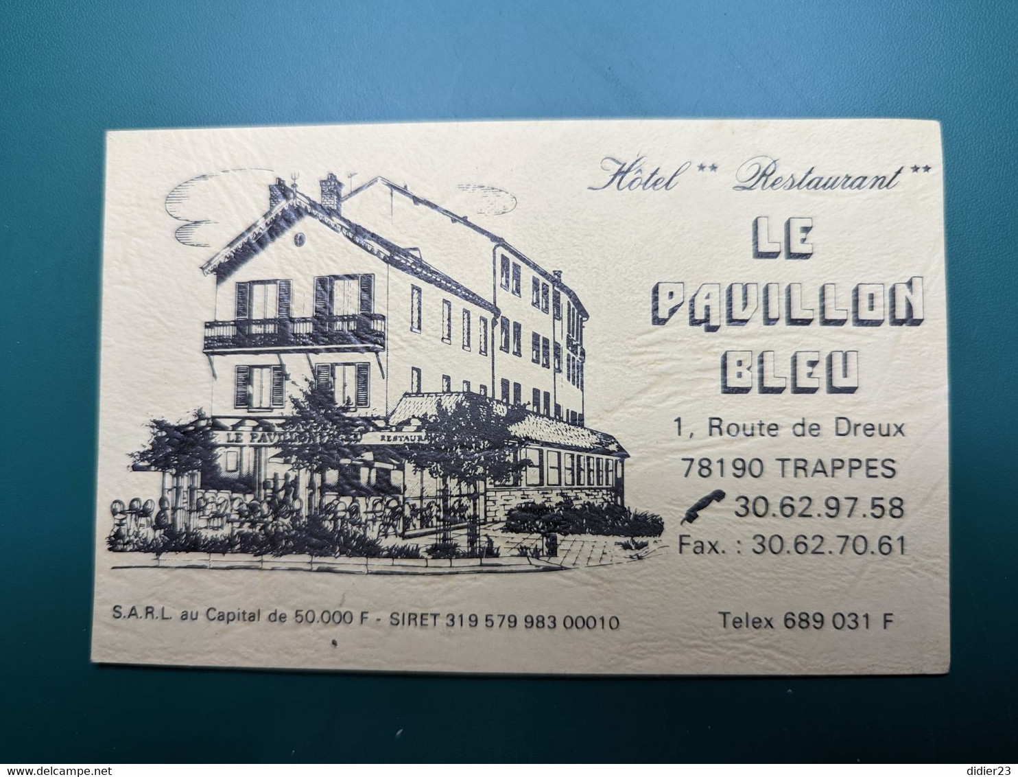 CARTE DE VISITE RESTAURANT LE PAVILLON BLEU ROUTE DE DREUX TRAPPES - Cartes De Visite