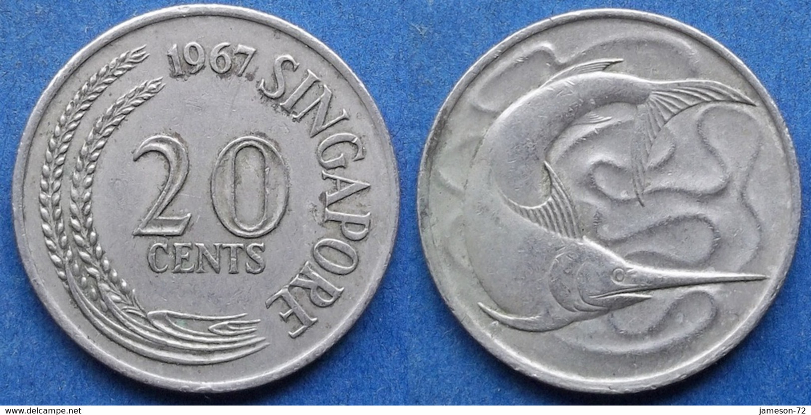 SINGAPORE - 20 Cents 1967 "swordfish" KM# 4 Independent (1965) - Edelweiss Coins - Singapour