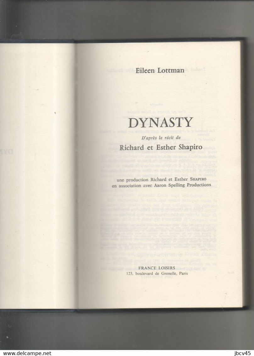 DYNASTY 1984 France Loisirs Eileen Lottman - Famiglia/ Relazioni