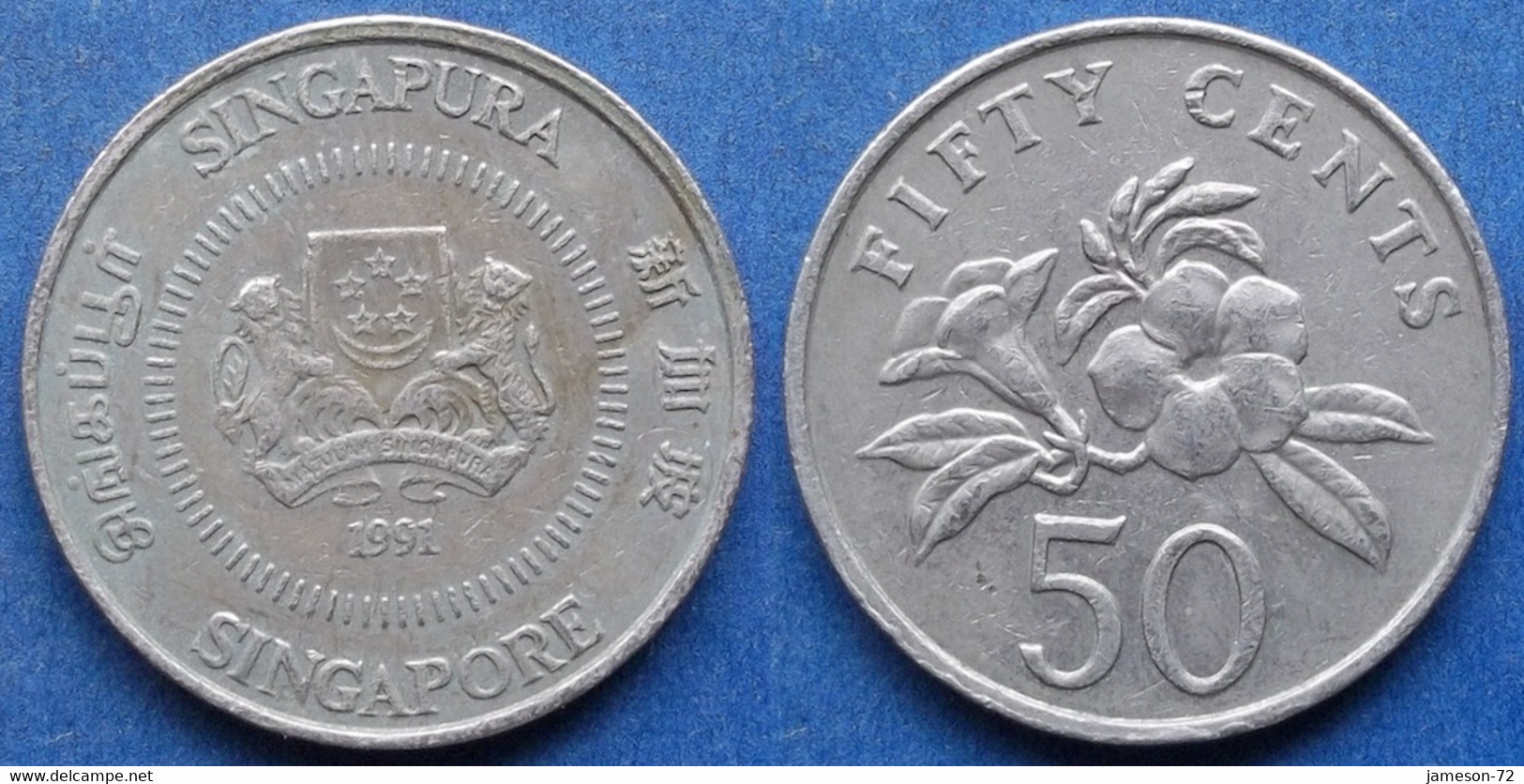 SINGAPORE - 50 Cents 1991 "yellow Allamanda" KM# 53.2 Independent (1965) - Edelweiss Coins - Singapour