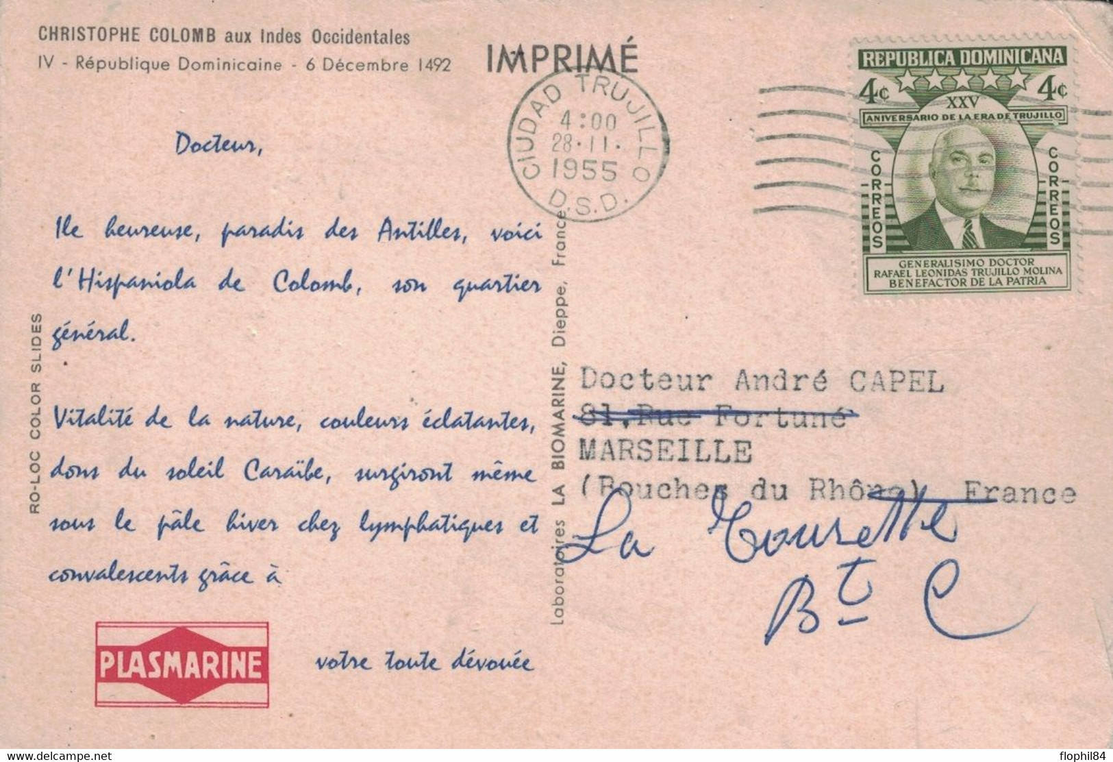CROISIERE - PLASMARINE 1955 - IONYL - CHRISTOPHE COLOMB AUX INDES OCCIDENTAL- REPUBLIQUE DOMINICANA.ES. - Dominicaanse Republiek