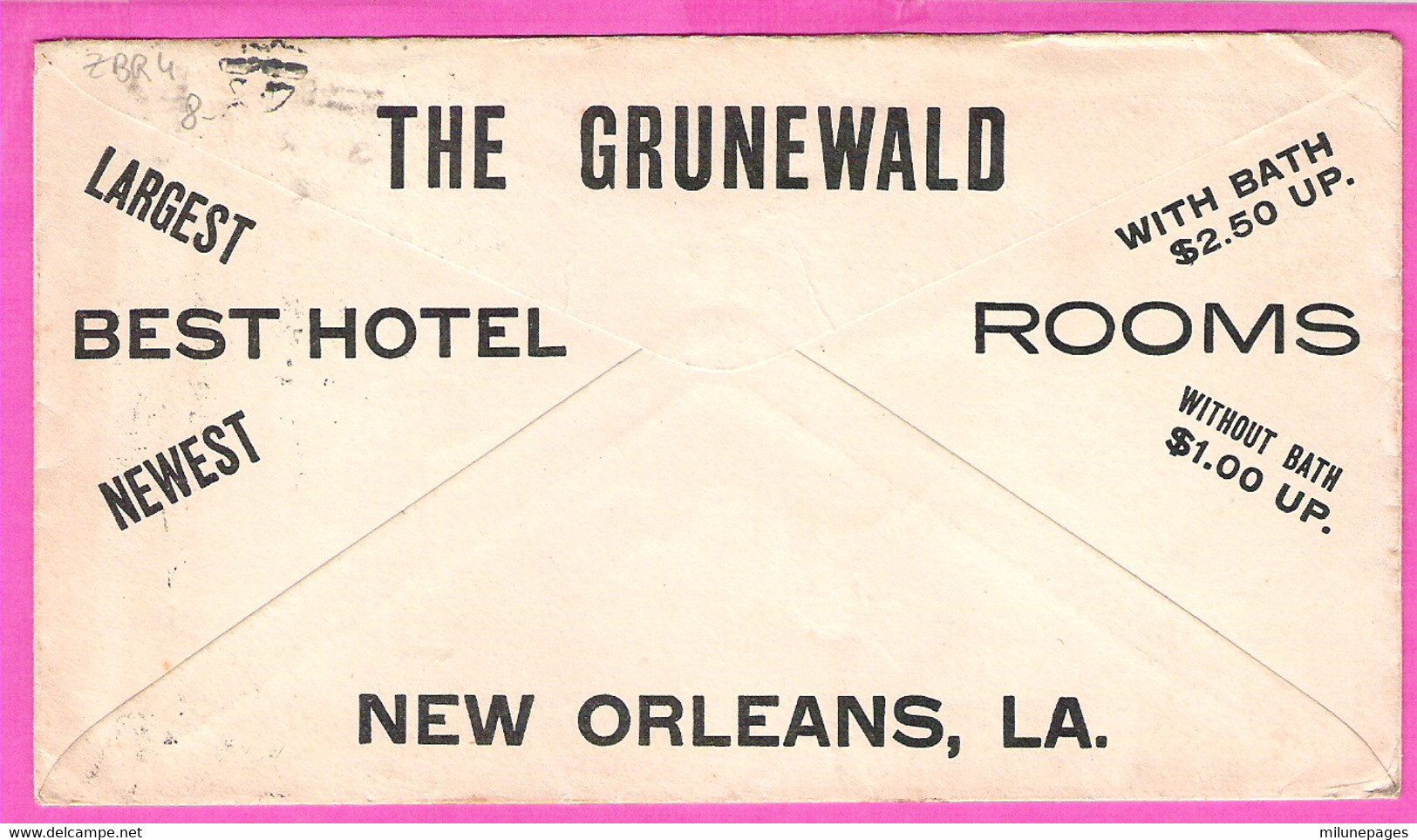 USA Adv. Envelope From The Grunewald Hotel New Orleans LA 1910 - Event Covers