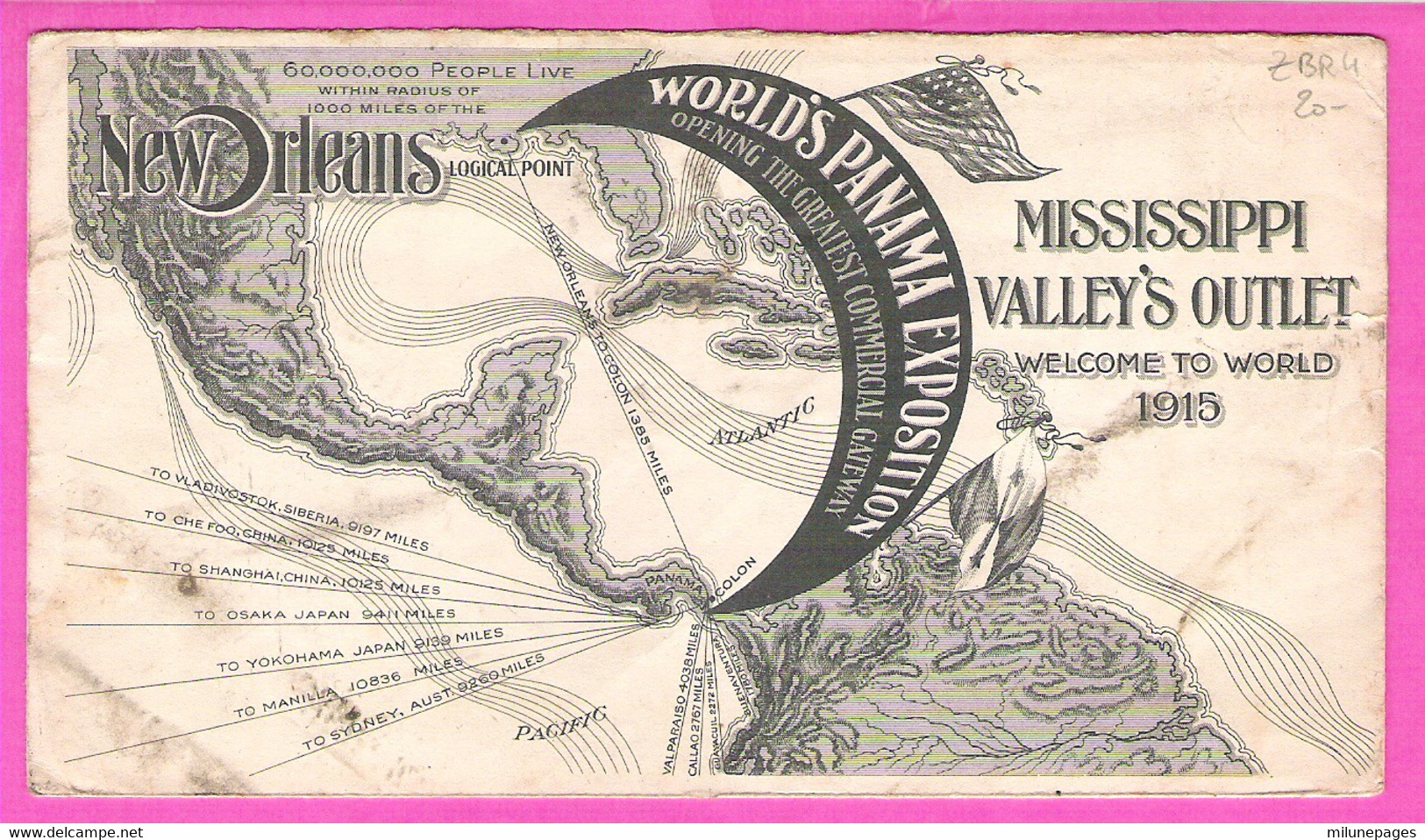 USA Adv. Envelope From World's Panama Exposition Mississippi Valley's Outlet New Orleans Logical Point 1910 - Event Covers