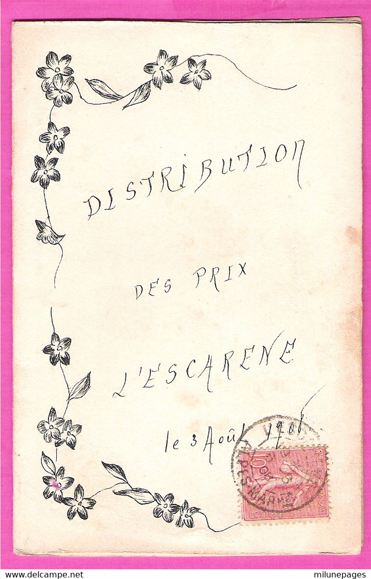 06 Alpes Maritimes Programme De La Distribution Des Prix De L'école De L'Escarène Le 3 Aout 1908 Carte Carnet - L'Escarène
