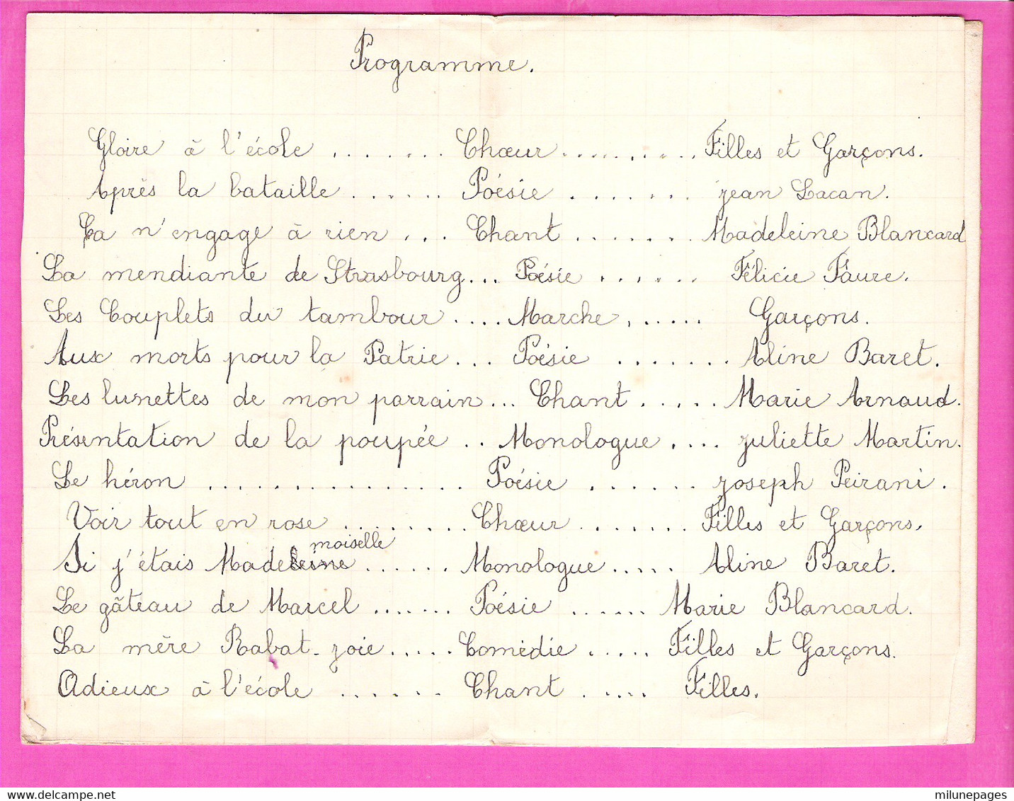 06 Alpes Maritimes Programme De La Distribution Des Prix De L'école De L'Escarène Le 3 Aout 1908 Carte Carnet - L'Escarène
