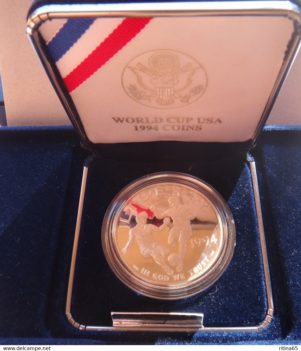USA $ 1 ARGENTO 1994 WORLD CUP '94 PROOF SET ZECCA - Collections
