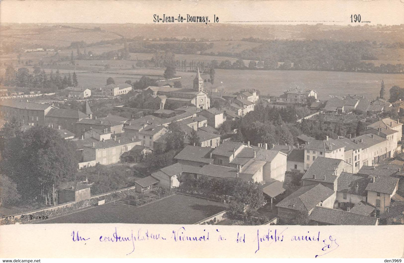 SAINT-JEAN-de-BOURNAY (Isère) - Vue D'ensemble - Carte-Photo P. Bignon, Précurseur 190? écrit - Saint-Jean-de-Bournay