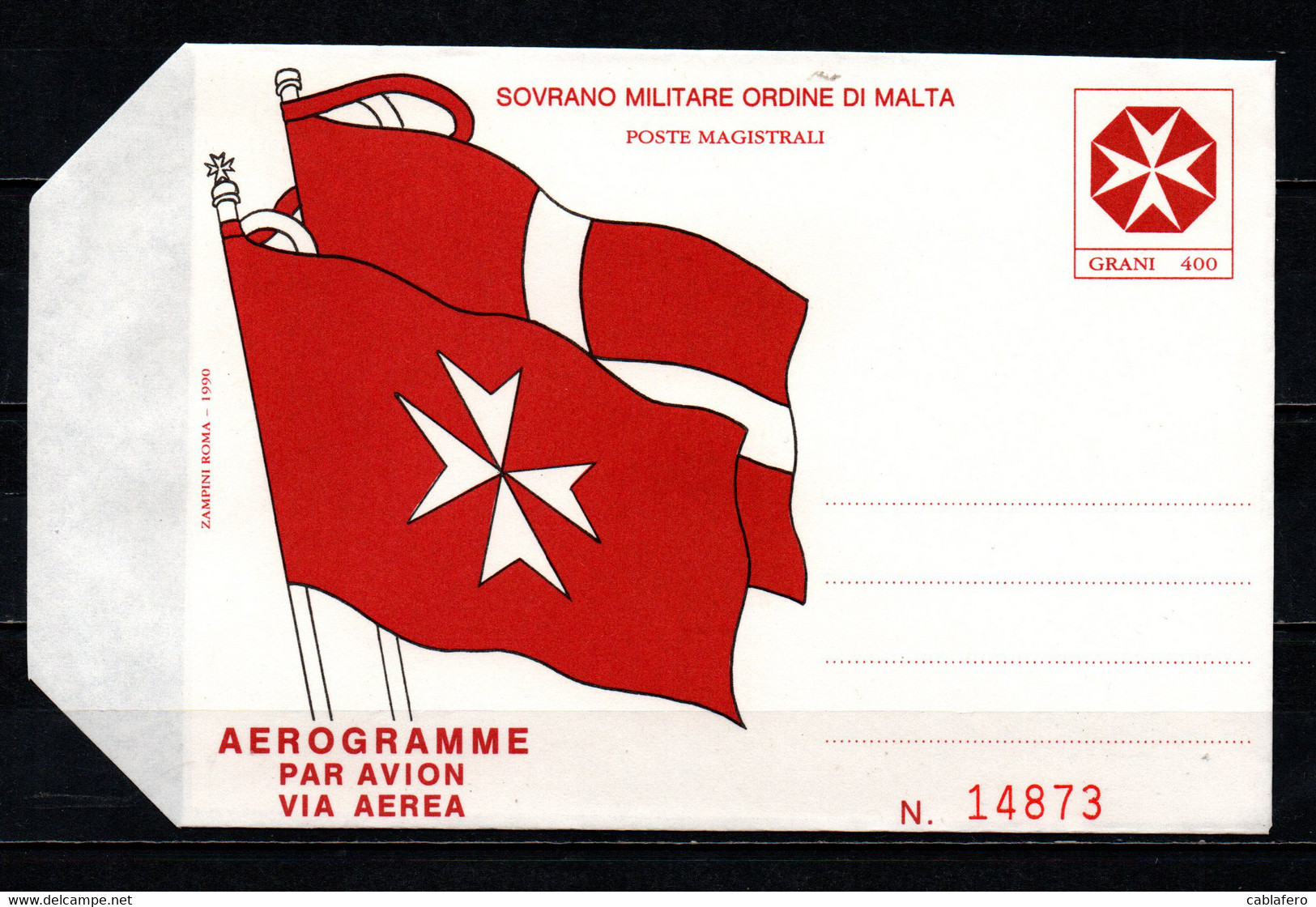 SMOM - 1990 - CROCE DI MALTA - AEROGRAMMA - NUOVO - Sovrano Militare Ordine Di Malta