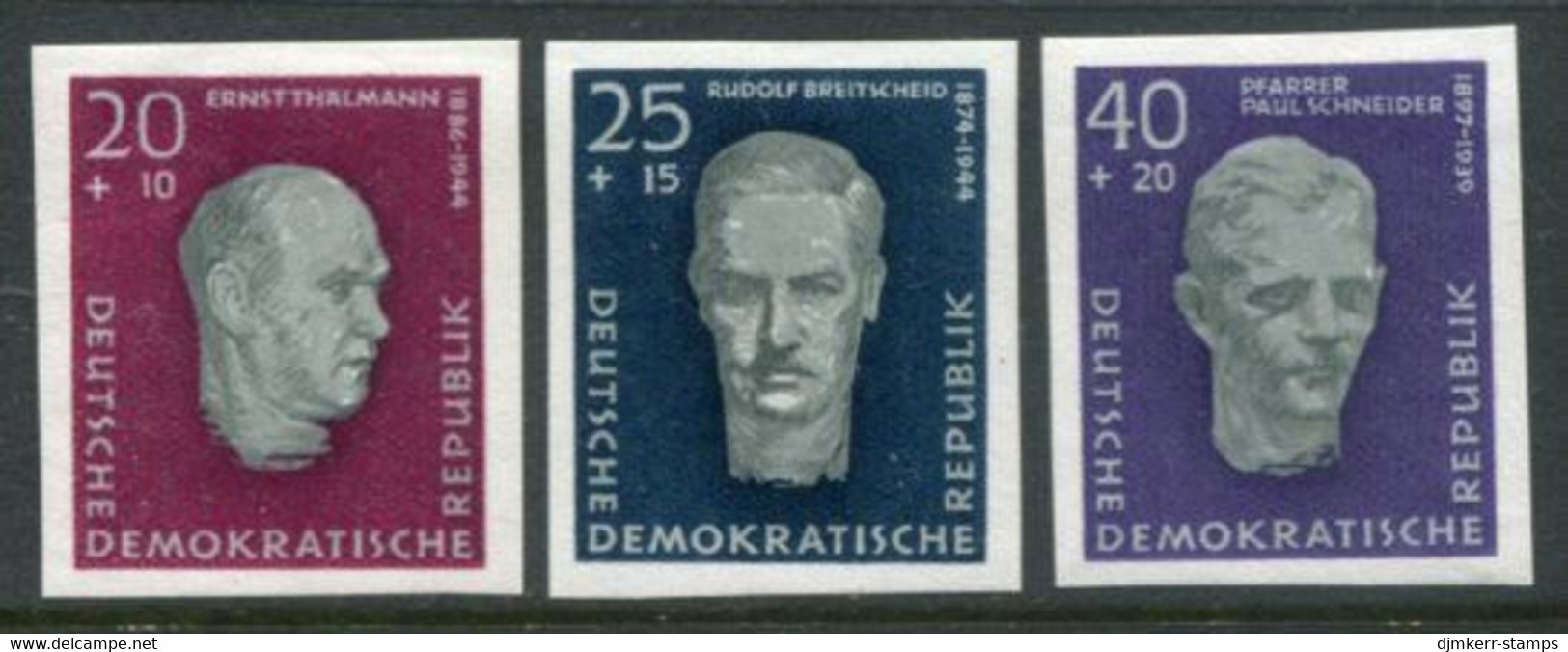 DDR / E. GERMANY 1957 (1958) National Memorial Imperforate Ex Block MNH / **.  Michel  606-08 B - Unused Stamps