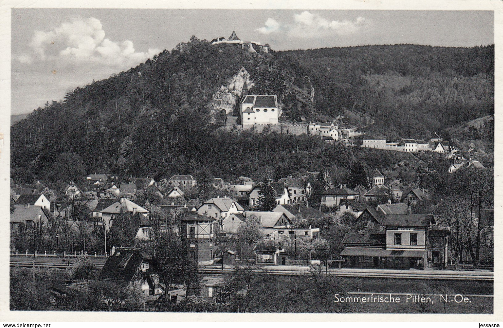 AK - PITTEN - Ortsansicht Mit Burg Und Bahnhof 1958 - Pitten