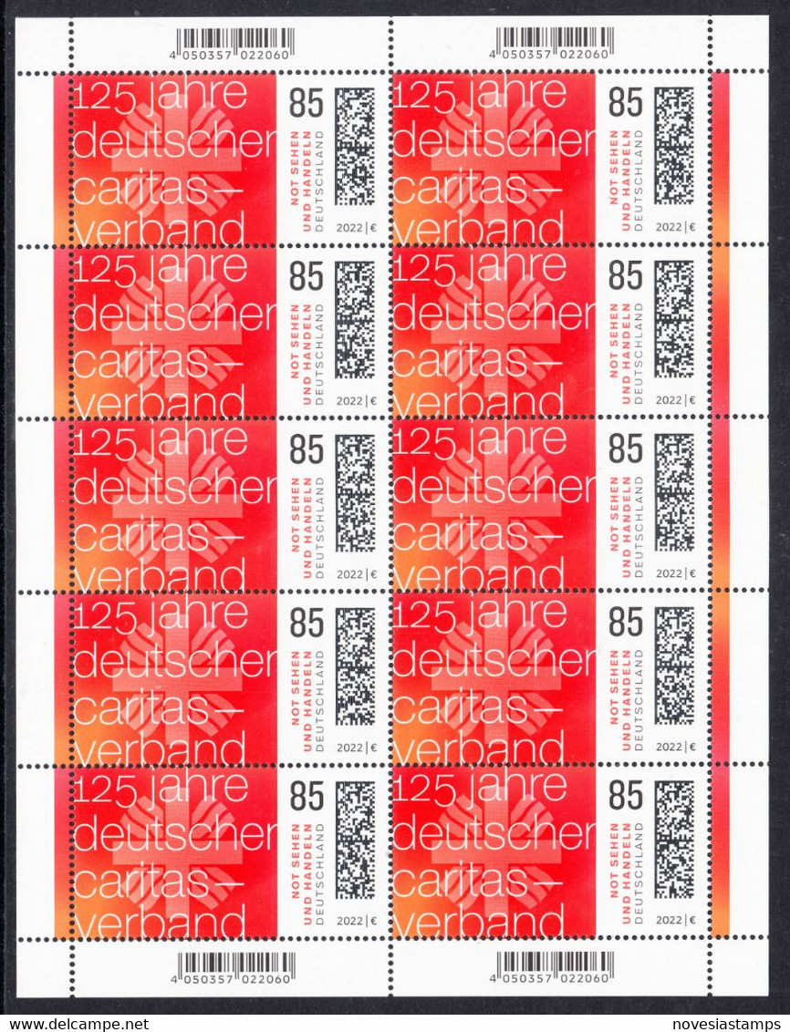 !a! GERMANY 2022 Mi. 3726 MNH SHEET(10) - German Caritas-Association - 2021-…