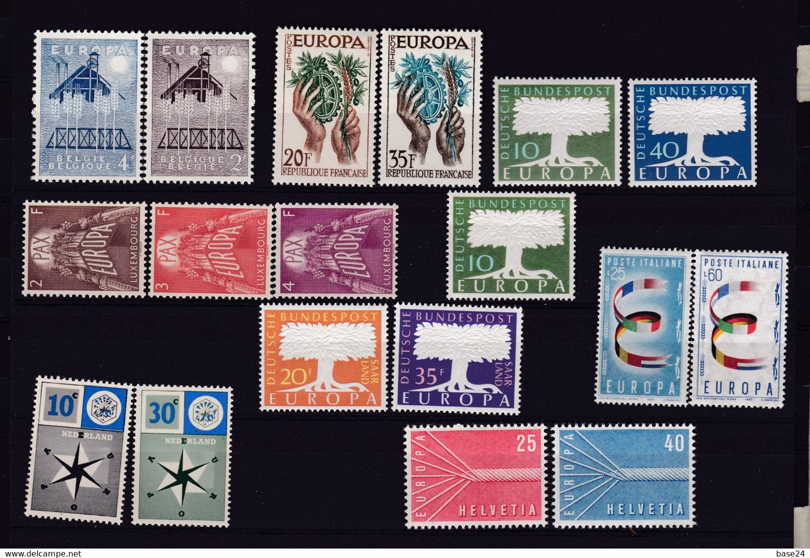 1957 EUROPA CEPT EUROPE  ANNATA  YEAR Di 18 Valori, 7 Paesi, MNH** SOGGETTI DIVERSI, DIFFERENT SUBJECTS - Komplette Jahrgänge