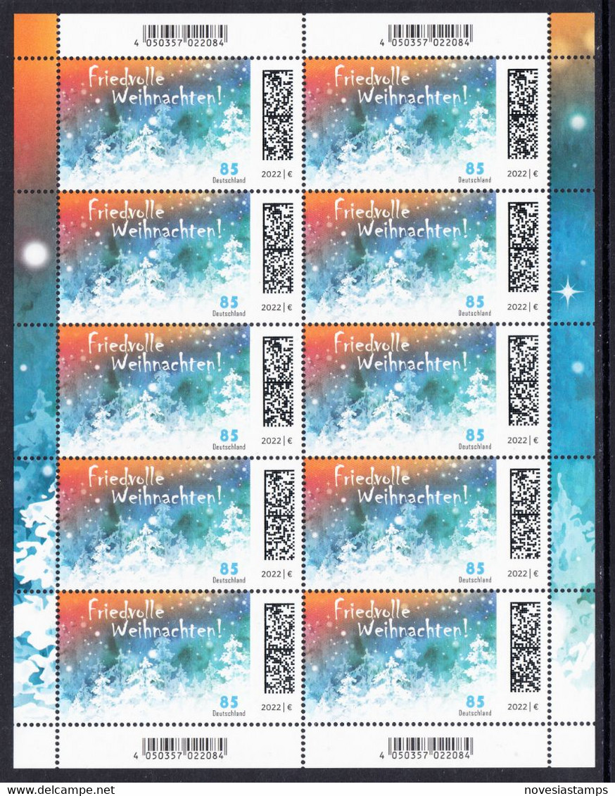 !a! GERMANY 2022 Mi. 3728 MNH SHEET(10) - Peaceful Christmas - 2021-…