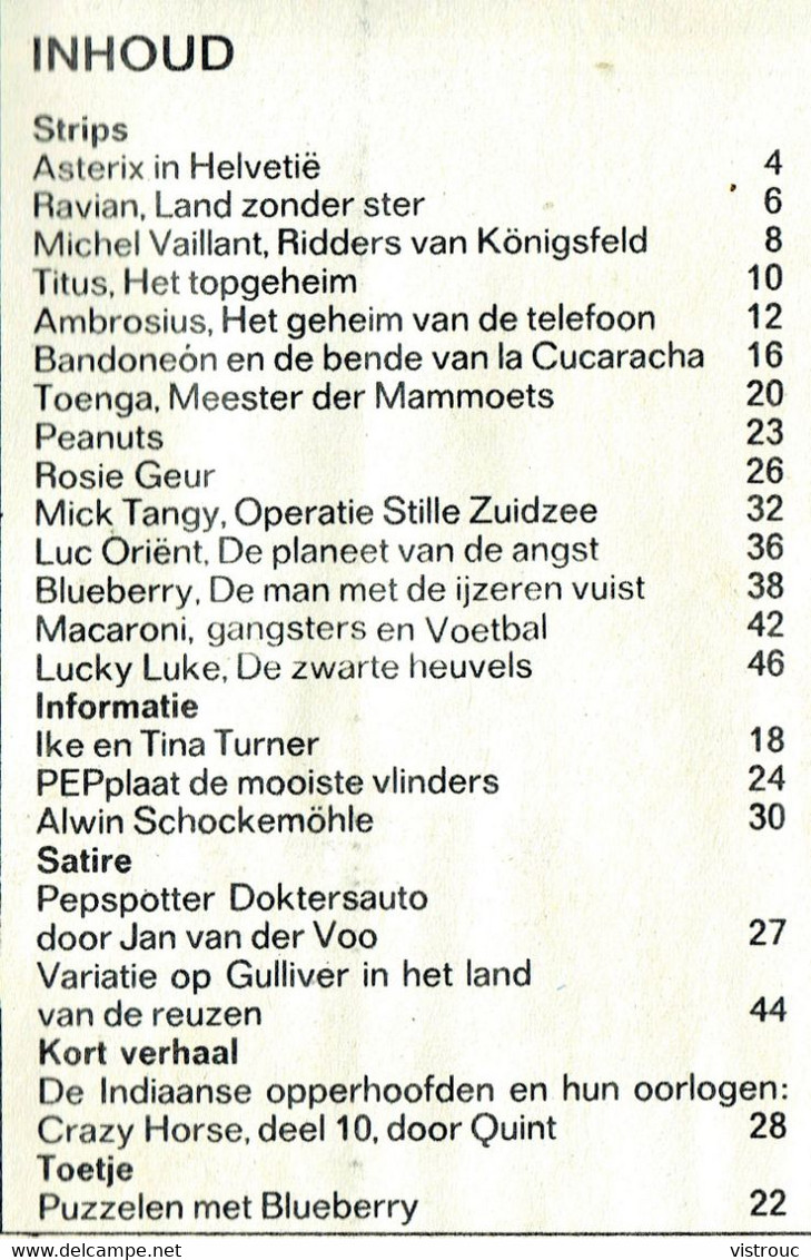 1971 - PEP - N° 28  - Weekblad - Inhoud: Scan 2 Zien - BLUEBERRY. - Pep