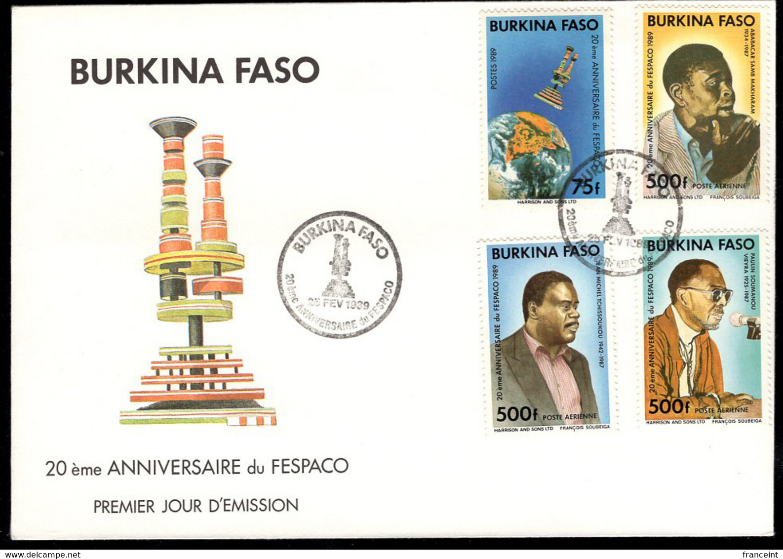 UPPER VOLTA(1989) Panafrican Film Festival. Unaddressed FDC With Cachet. Scott Nos 858-71. - Haute-Volta (1958-1984)