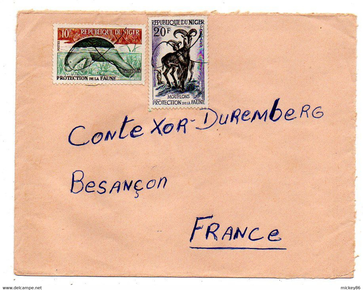 Niger-Lettre  Pour  Besançon-25 ( France) ..tp Lamantin, Mouflons  Sur Lettre ,oblitération De Complaisance...à Saisir - Niger (1960-...)